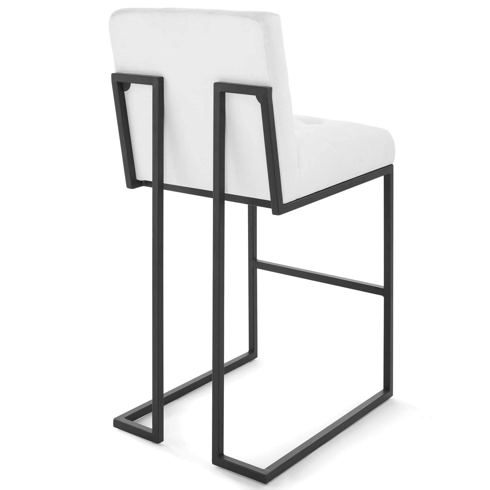 Modway Barstools - Privy Black Stainless Steel Upholstered Fabric Bar Stool Black White
