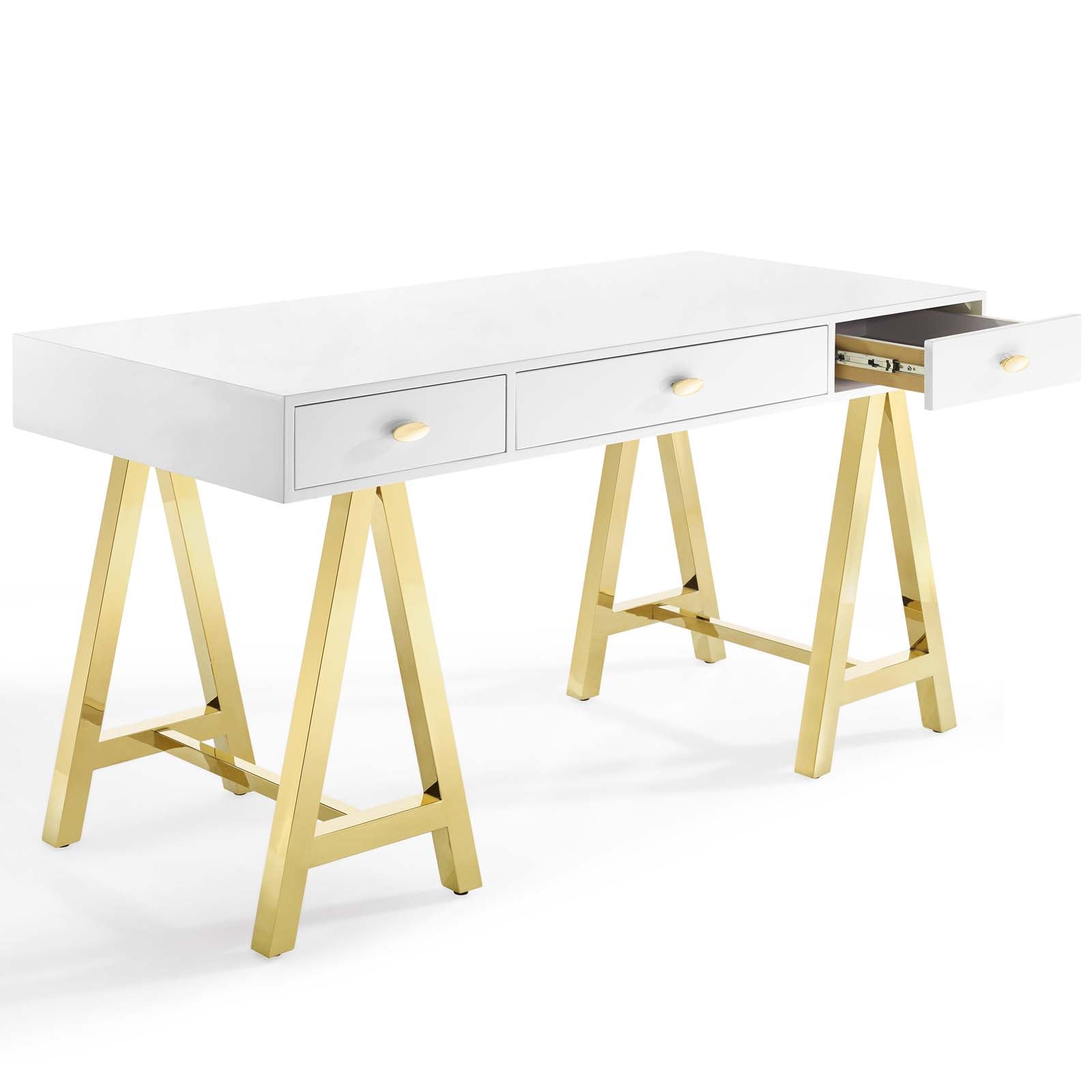 Modway Desks - Jettison Office Desk Gold & White
