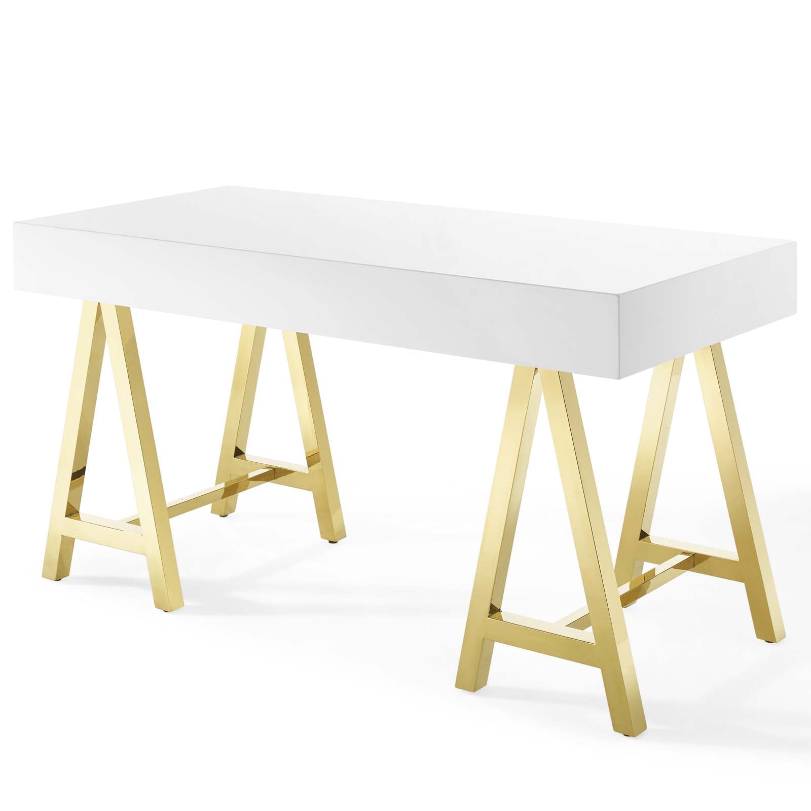 Modway Desks - Jettison Office Desk Gold & White