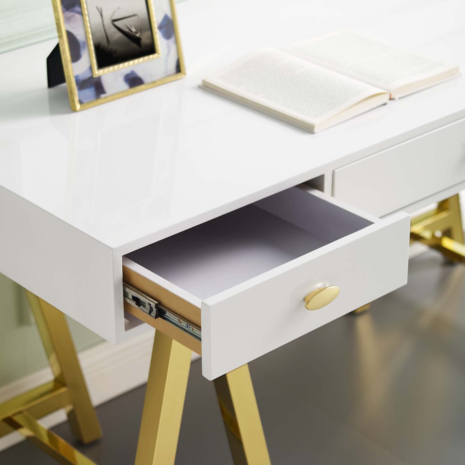 Modway Desks - Jettison Office Desk Gold & White