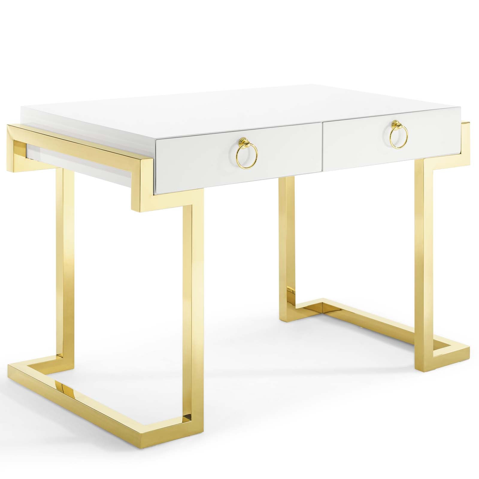 Modway Desks - Ring Office Desk Gold & White