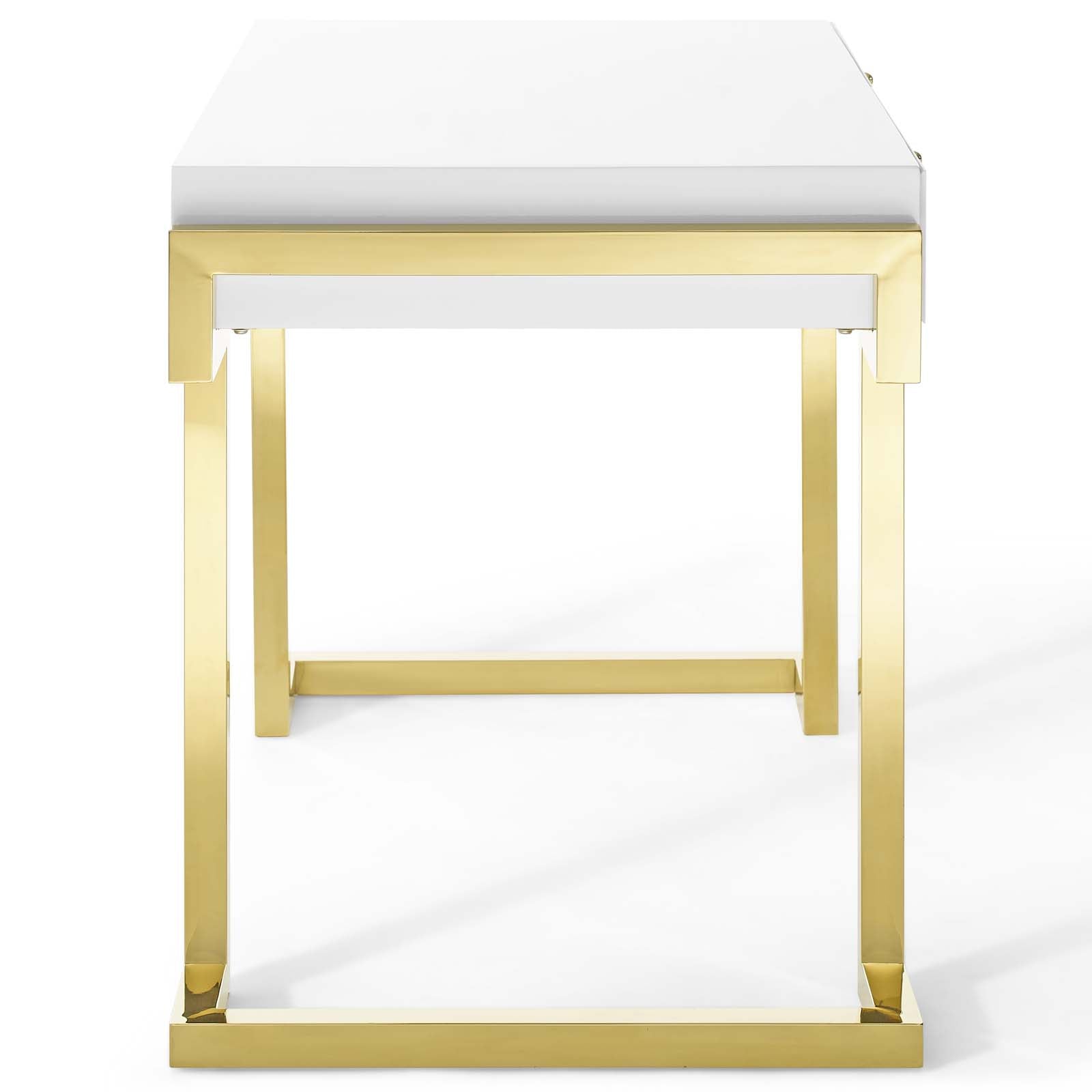 Modway Desks - Ring Office Desk Gold & White