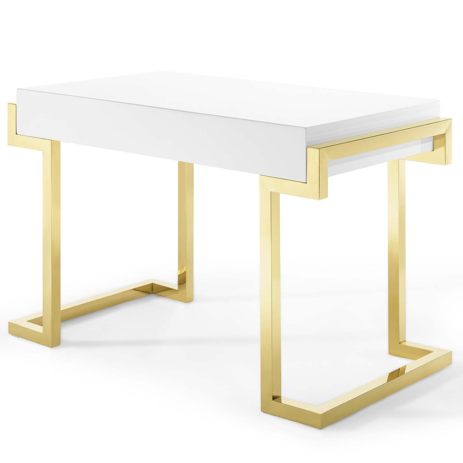 Modway Desks - Ring Office Desk Gold & White