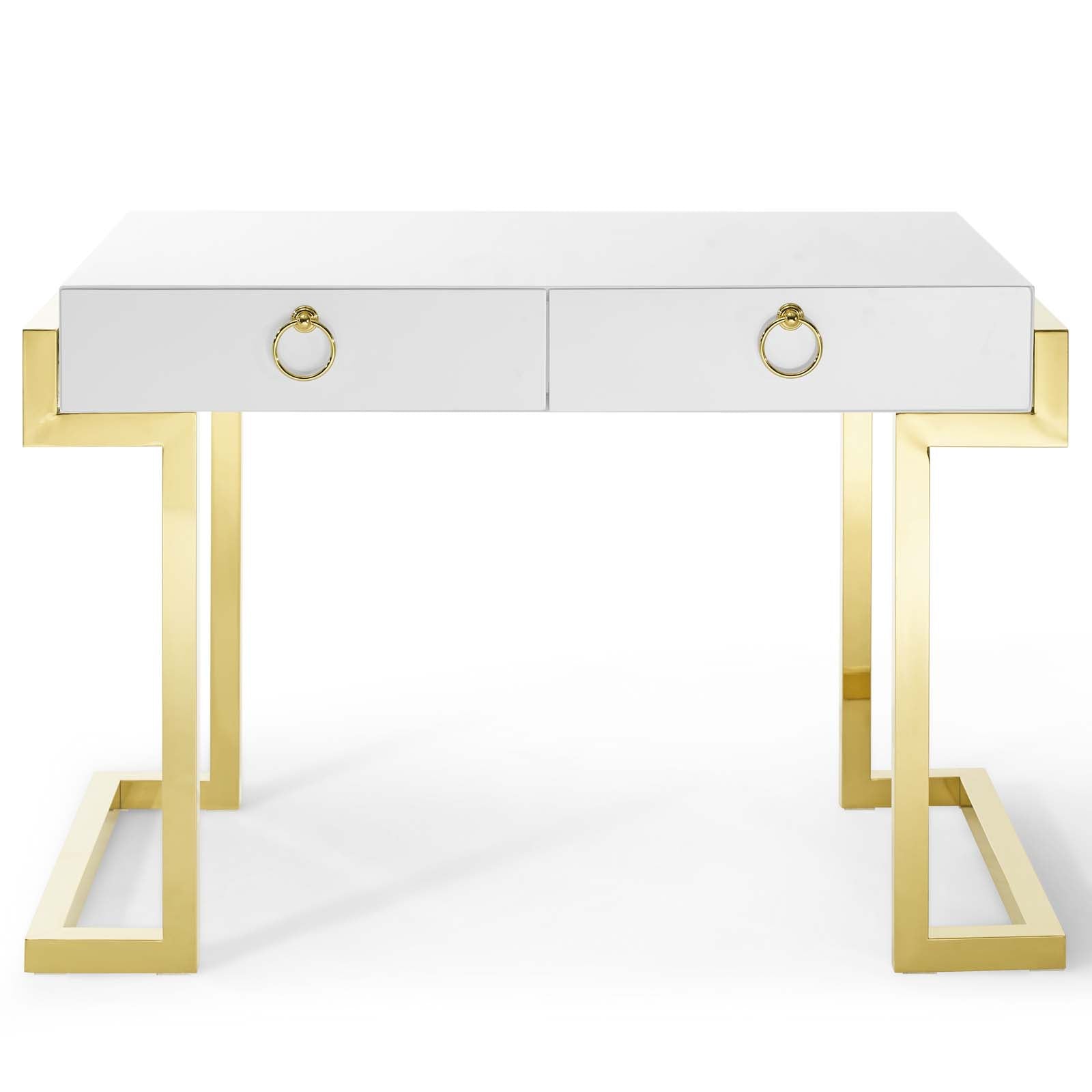 Modway Desks - Ring Office Desk Gold & White