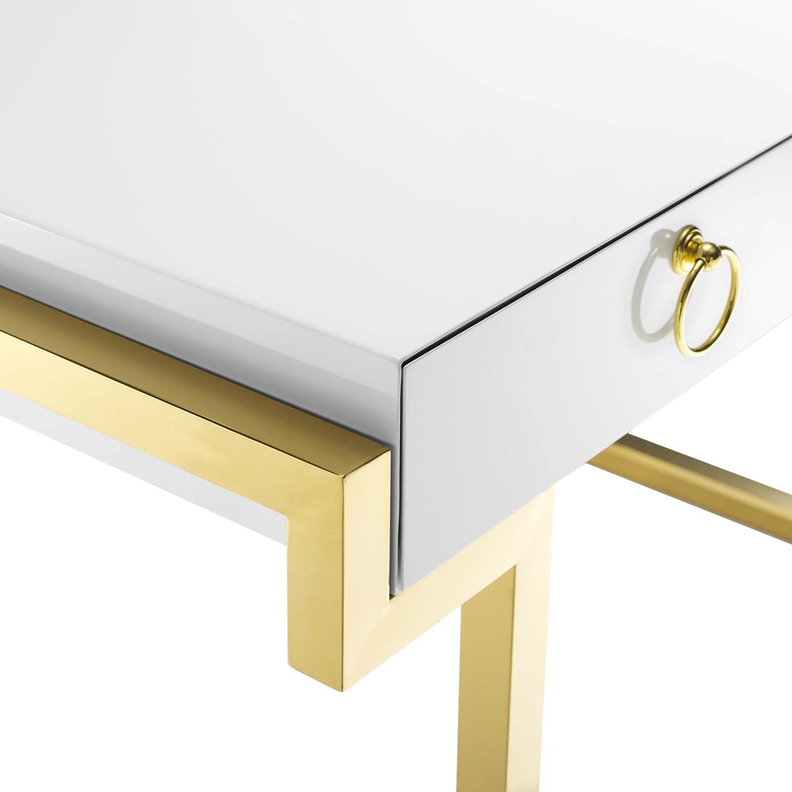 Modway Desks - Ring Office Desk Gold & White