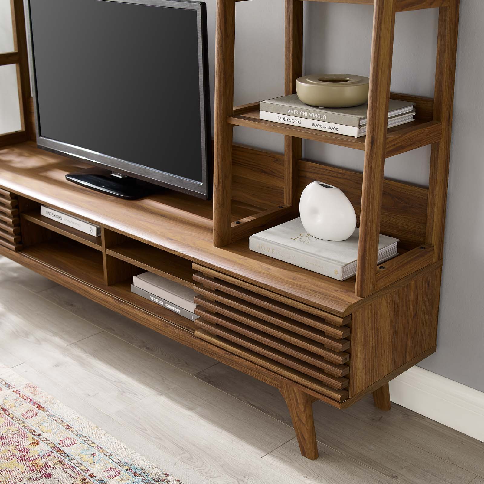 Modway TV & Media Units - Render TV Stand Entertainment Center Walnut