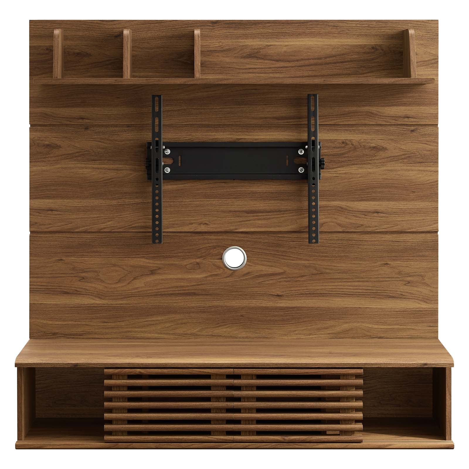 Modway TV & Media Units - Render Wall Mounted TV Stand Entertainment Center Walnut
