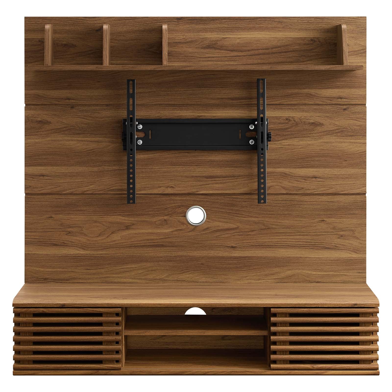 Modway TV & Media Units - Render Wall Mounted TV Stand Entertainment Center Walnut