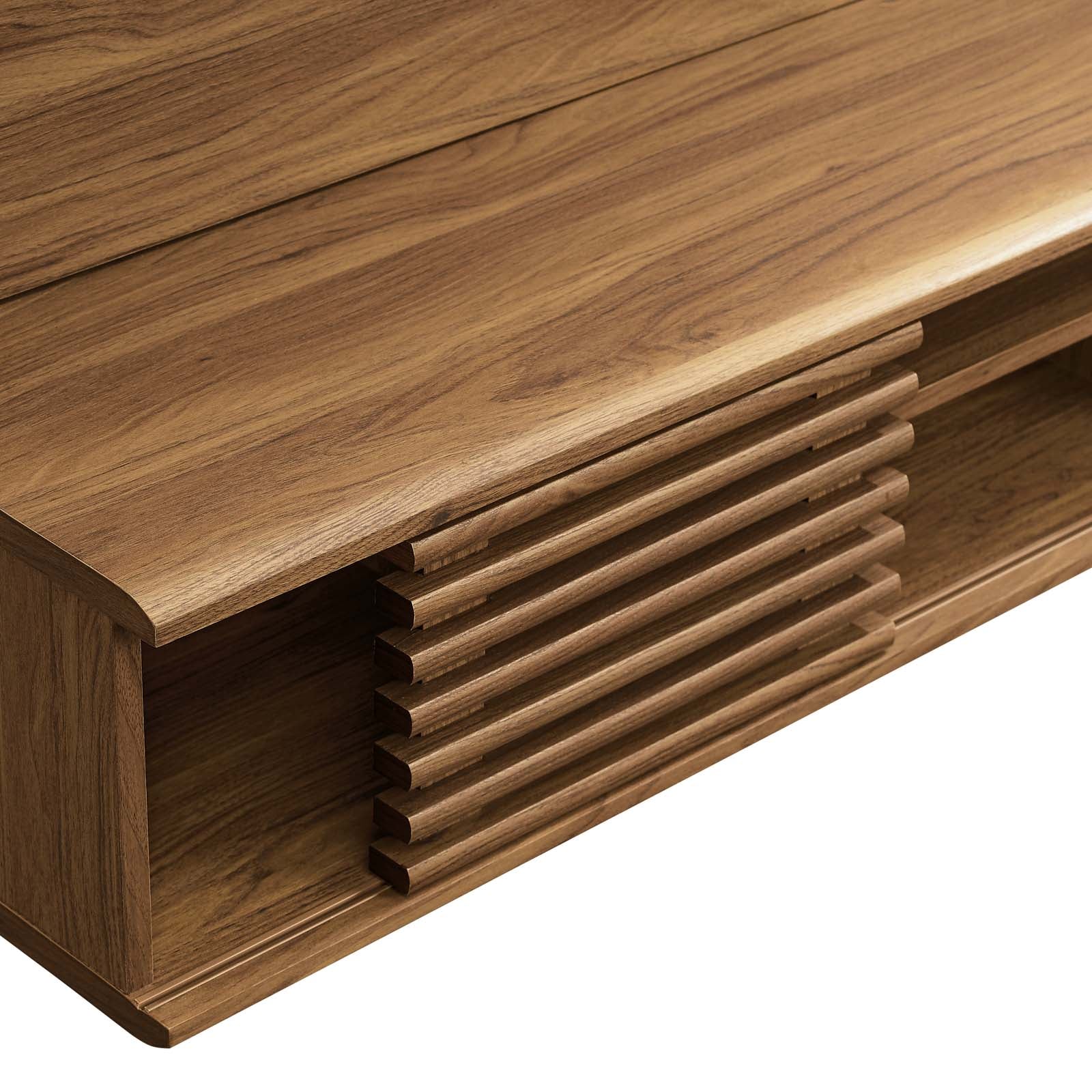 Modway TV & Media Units - Render Wall Mounted TV Stand Entertainment Center Walnut