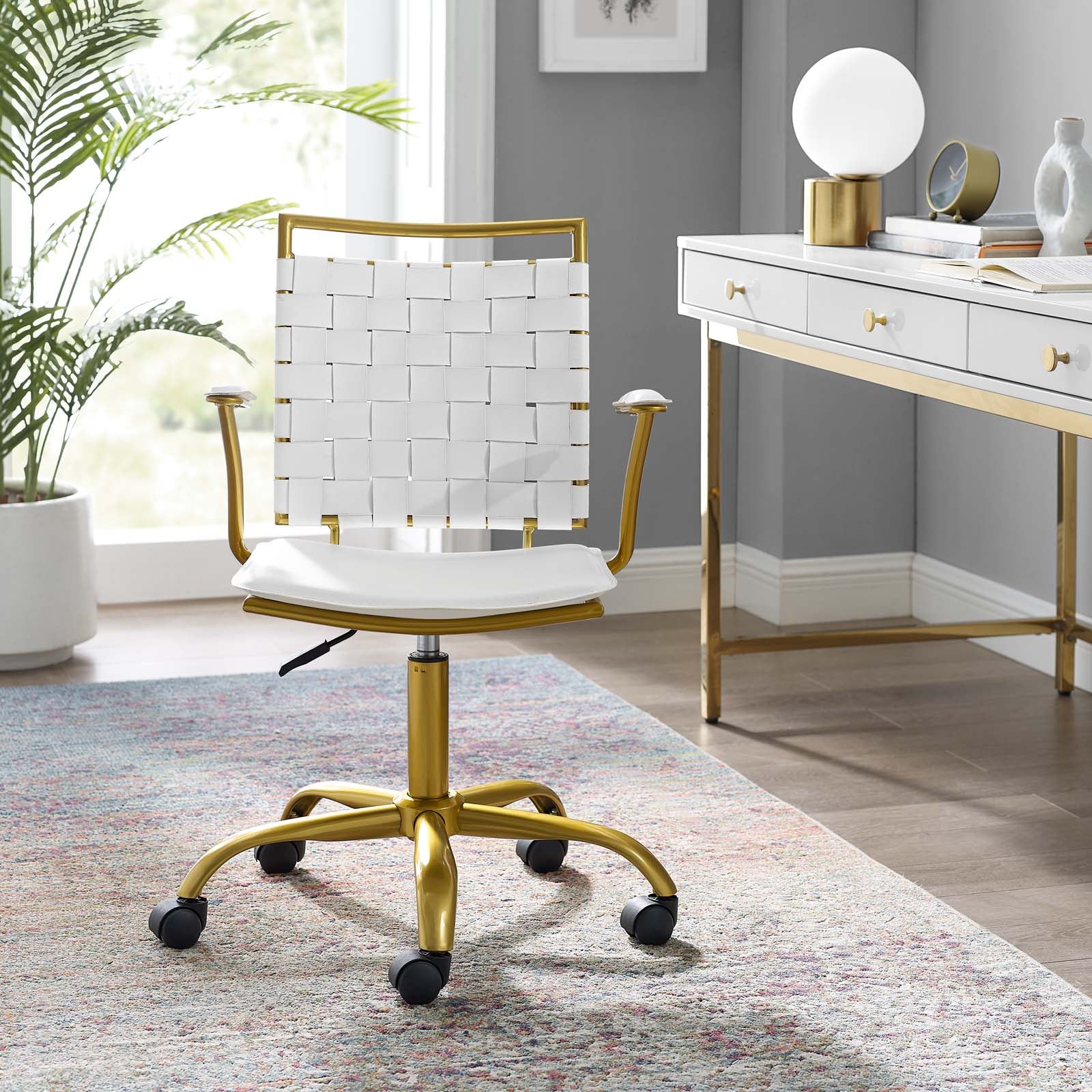 Modway Task Chairs - Fuse Faux Leather Office Chair White