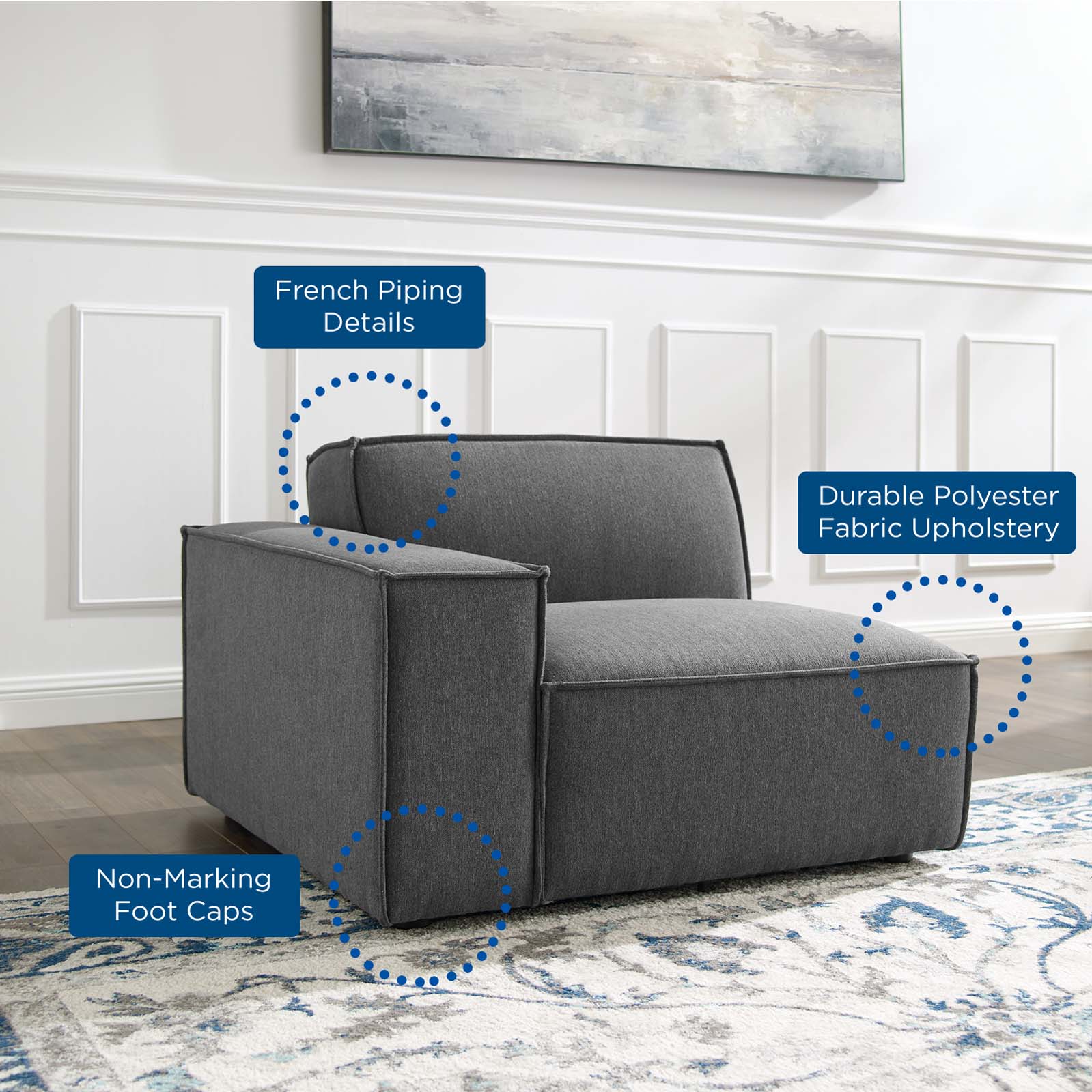 Modway Accent Chairs - Restore Left-Arm Sectional Chair Charcoal