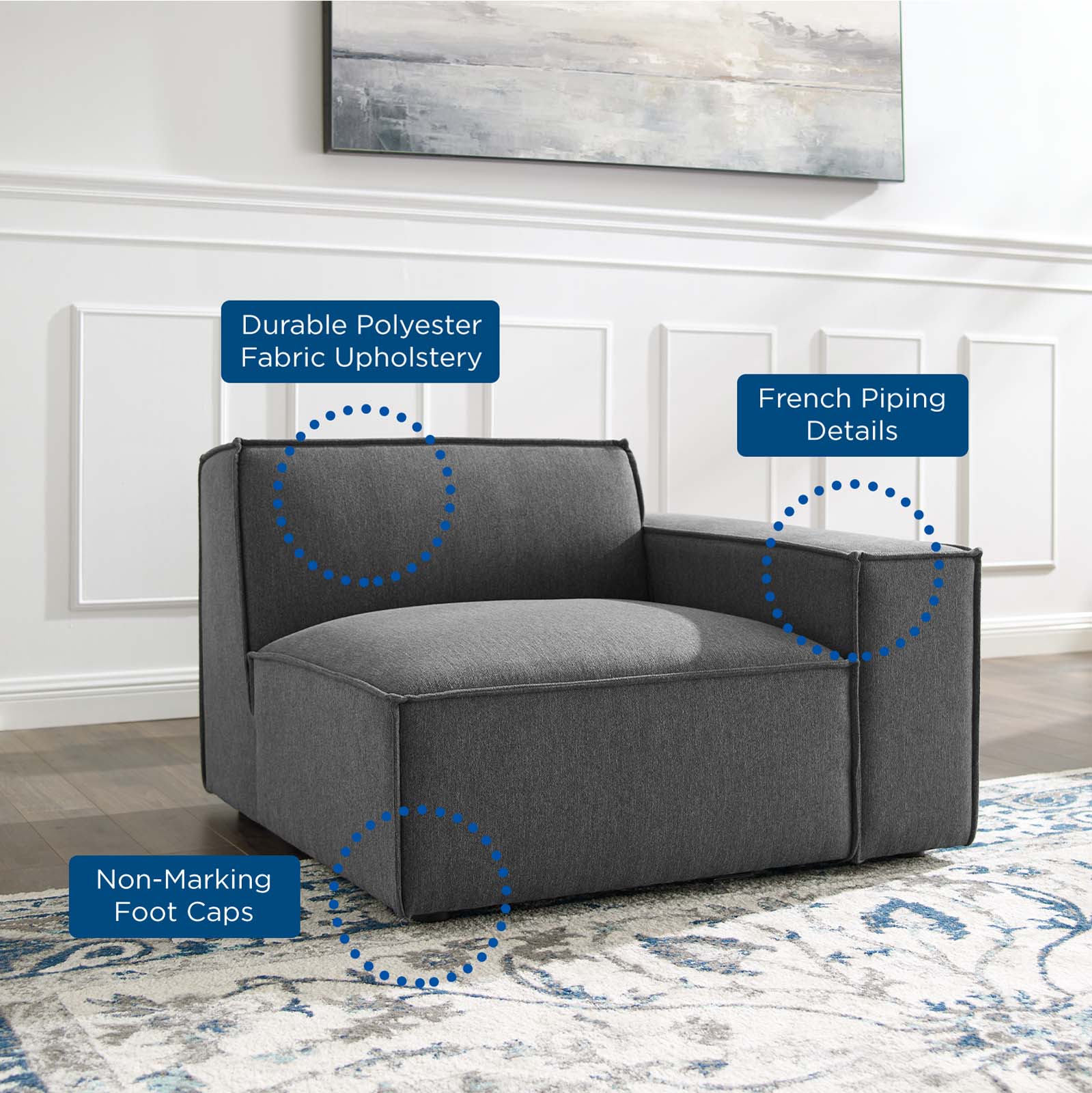 Modway Accent Chairs - Restore Right-Arm Sectional Chair Charcoal