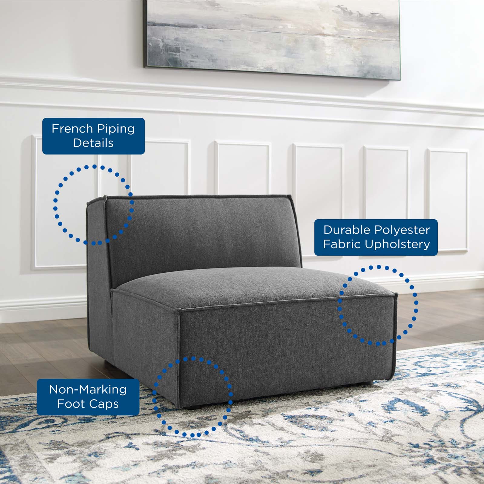 Modway Accent Chairs - Restore Armless Chair Charcoal