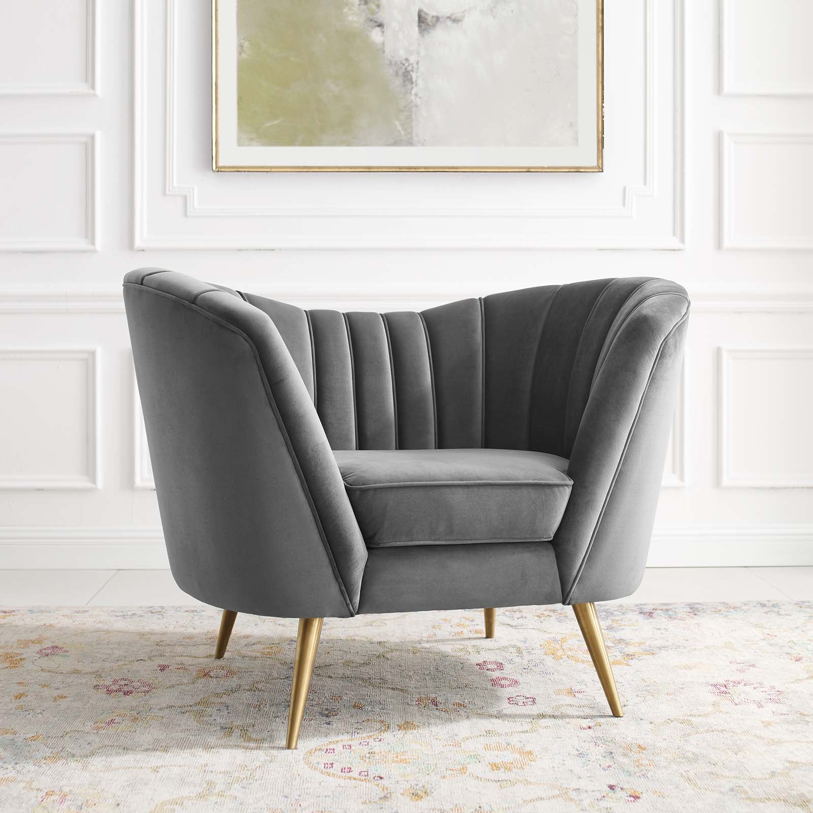 Modway Accent Chairs - Opportunity Performance Velvet Armchair Gray