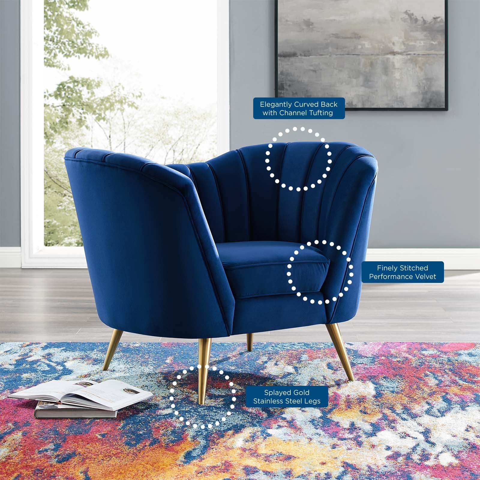 Modway Accent Chairs - Opportunity Armchair Navy & Gold