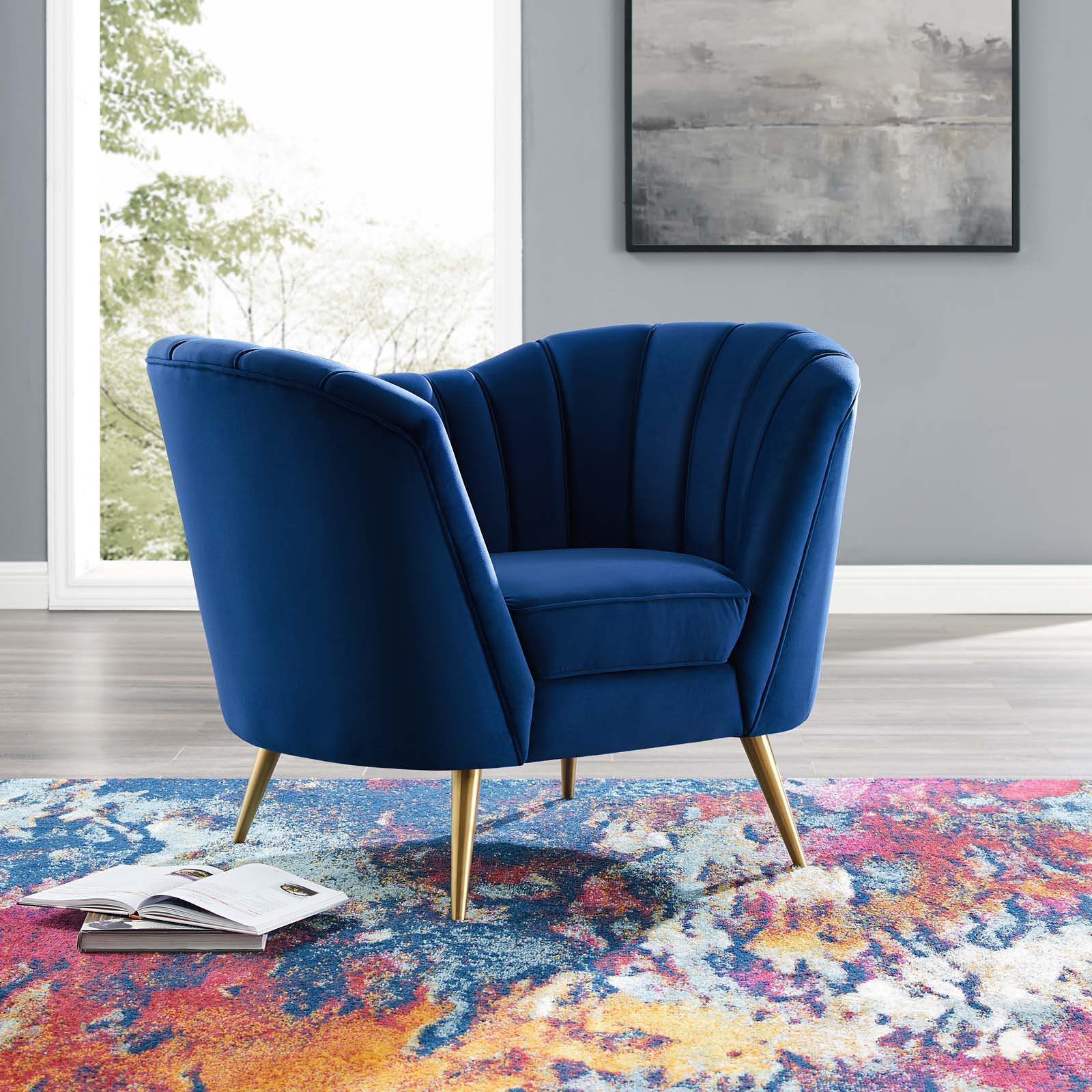 Modway Accent Chairs - Opportunity Armchair Navy & Gold