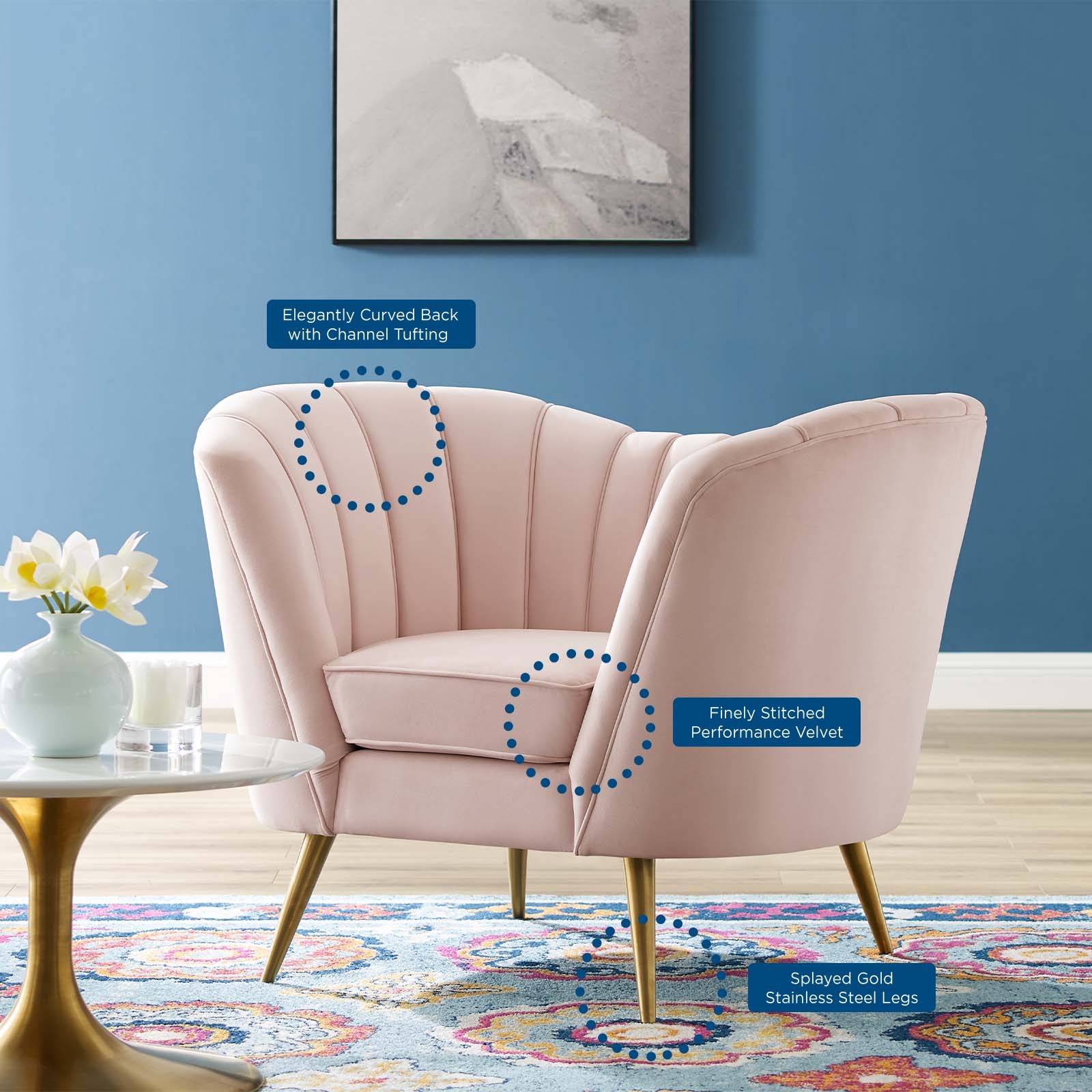 Modway Accent Chairs - Opportunity Performance Armchair Pink