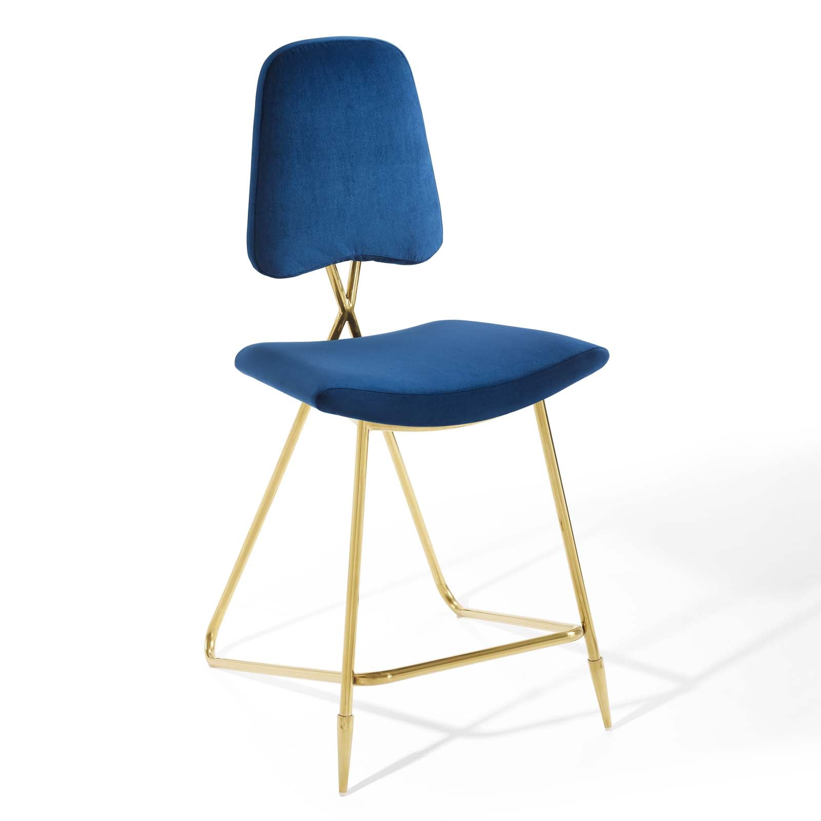Modway Barstools - Ponder Performance Velvet Counter Stool Navy