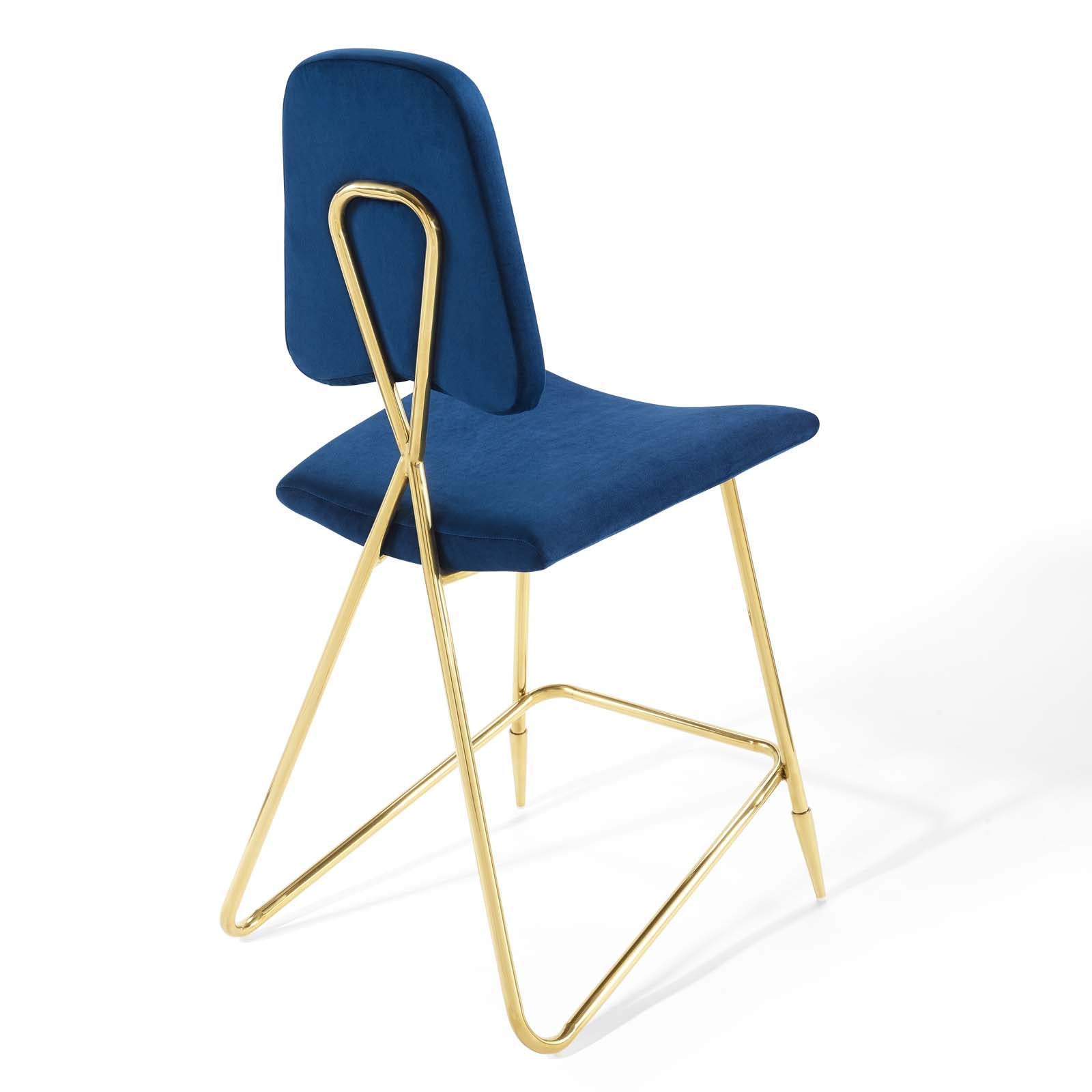 Modway Barstools - Ponder Performance Velvet Counter Stool Navy