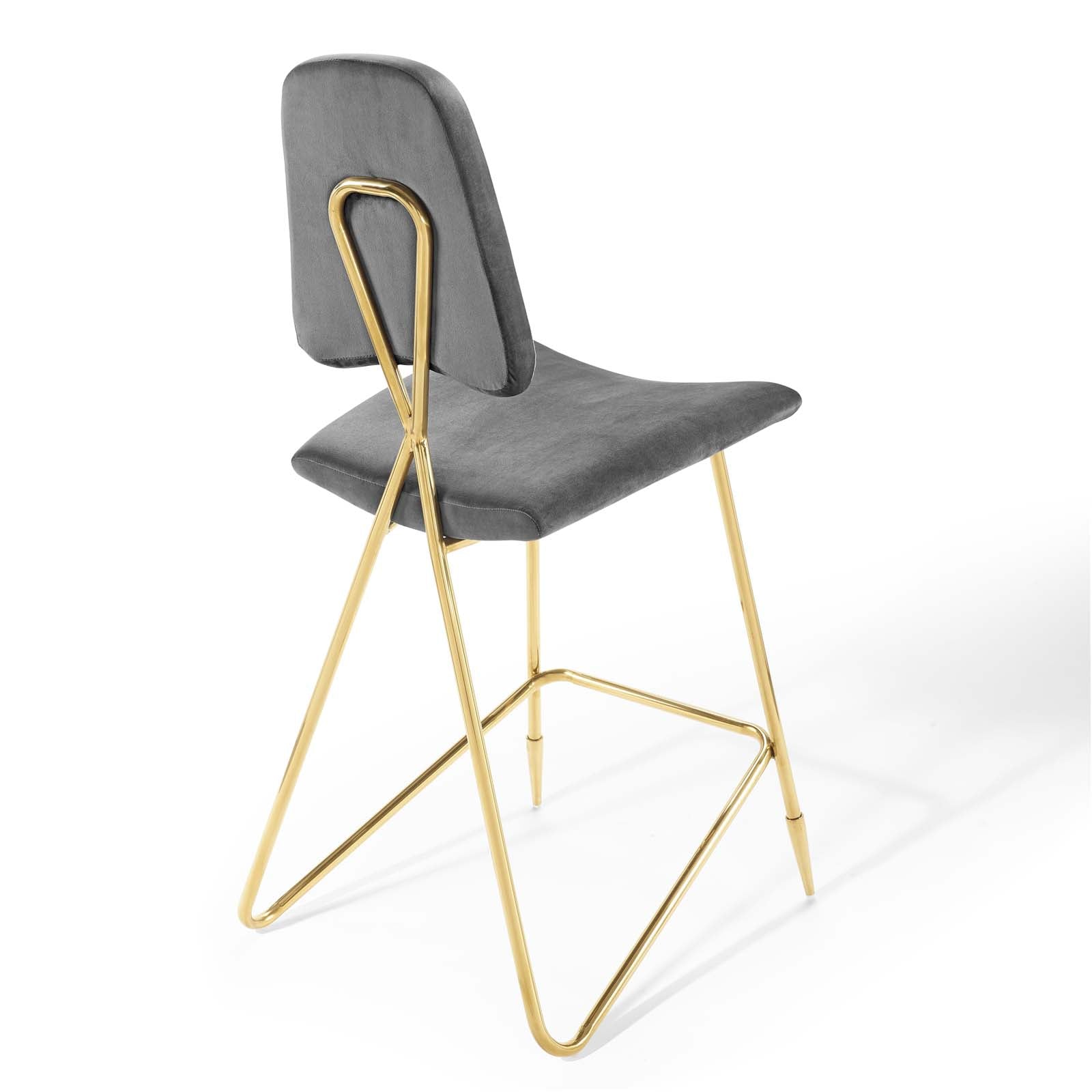 Ponder Performance Velvet Bar Stool in Gray