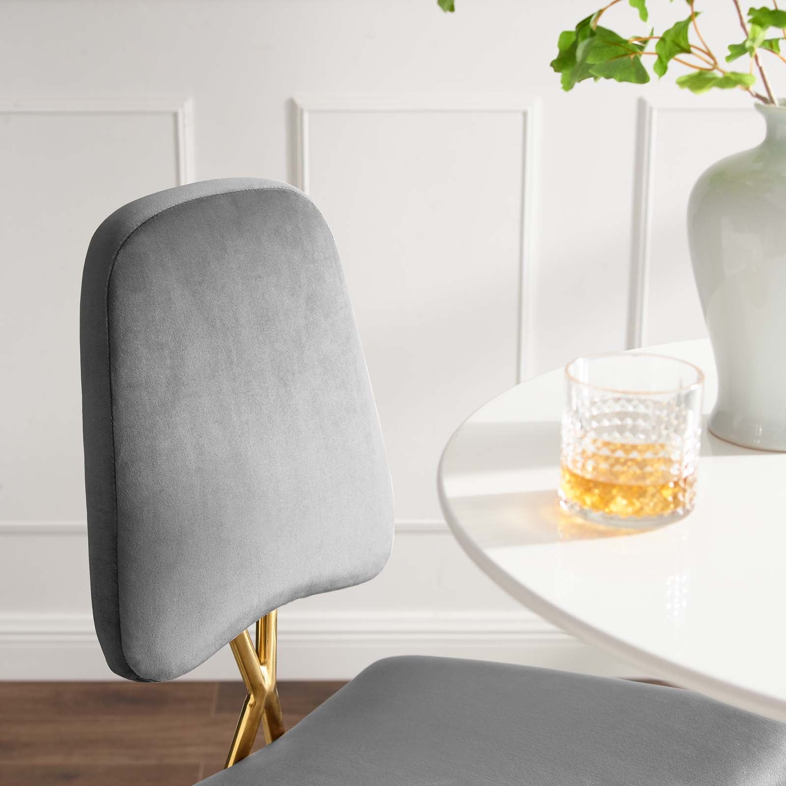 Ponder Performance Velvet Bar Stool in Gray