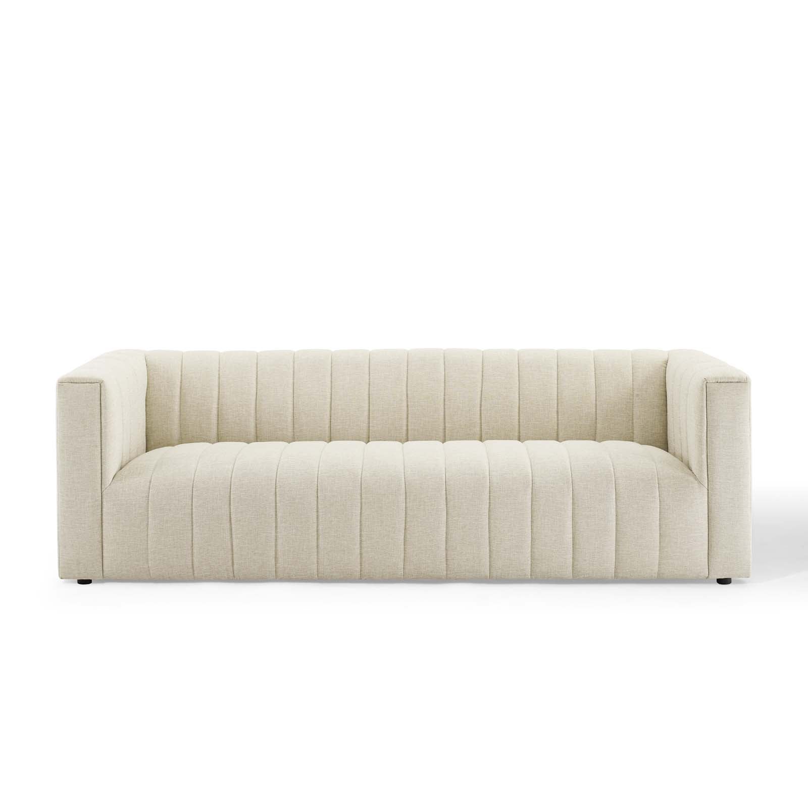 Modway Sofas & Couches - Reflection Channel Tufted Upholstered Fabric Sofa Beige