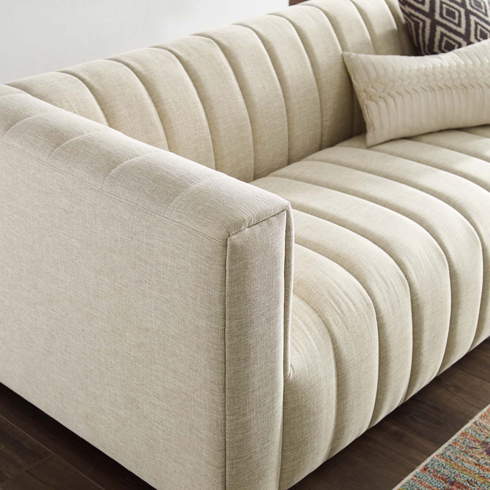 Modway Sofas & Couches - Reflection Channel Tufted Upholstered Fabric Sofa Beige