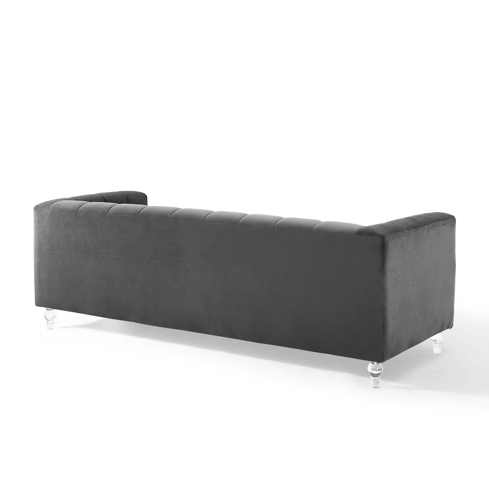 Modway Sofas & Couches - Mesmer Channel Tufted Button Performance Velvet Sofa Charcoal