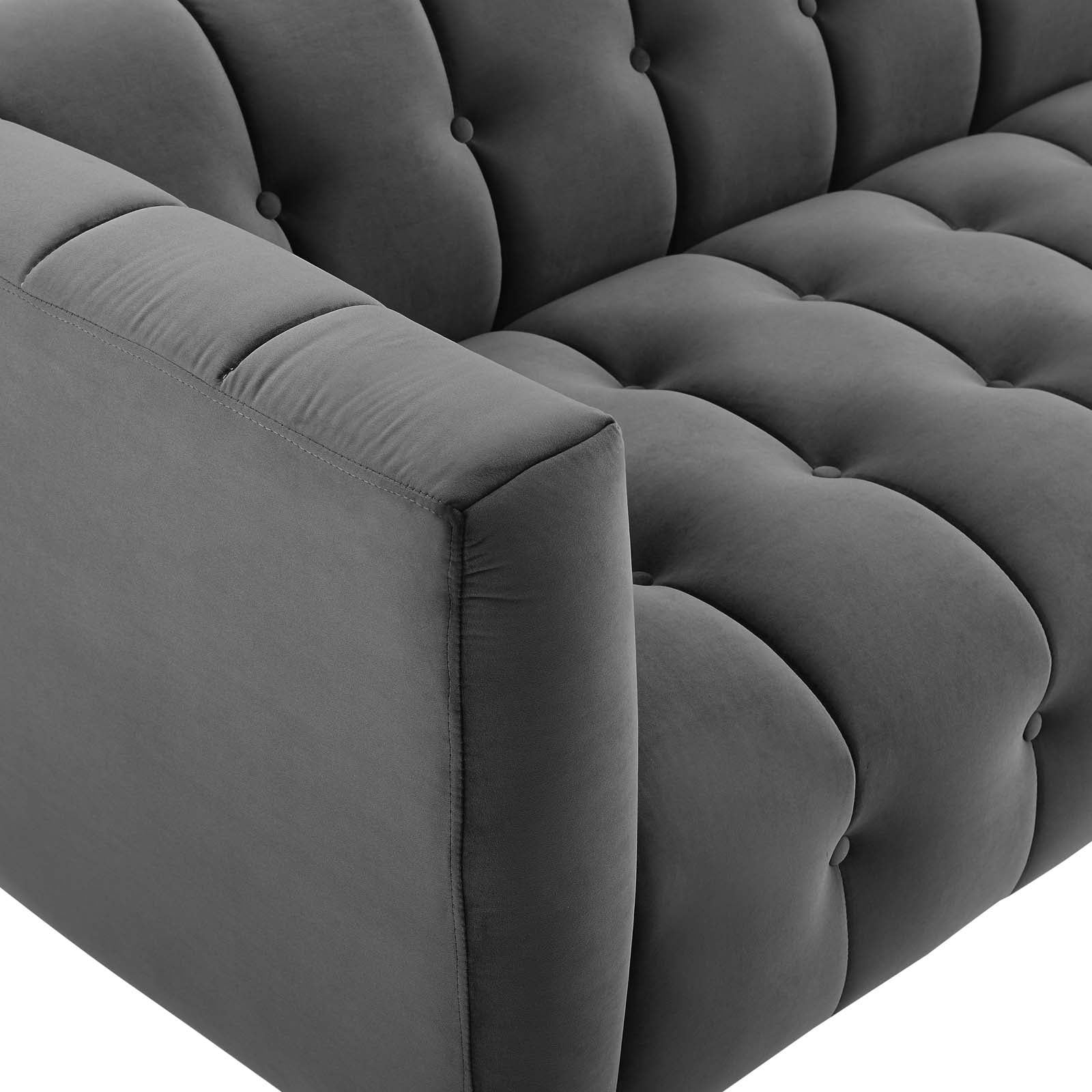 Modway Sofas & Couches - Mesmer Channel Tufted Button Performance Velvet Sofa Charcoal