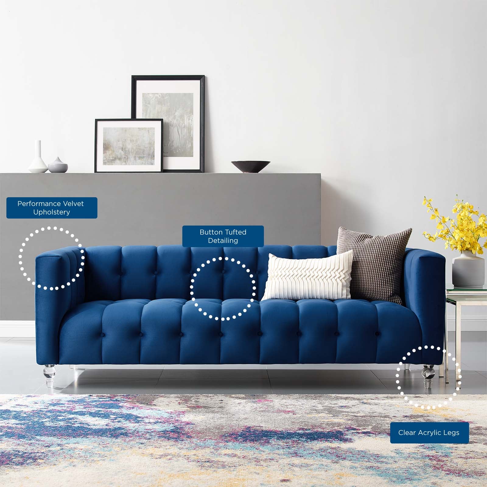 Modway Sofas & Couches - Mesmer Sofa Navy