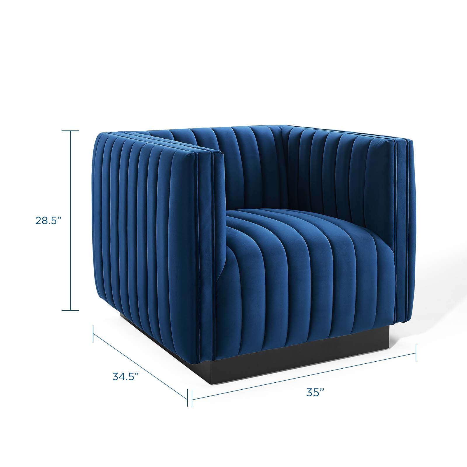 Modway Accent Chairs - Conjure Channel Tufted Performance Velvet Accent Armchair Navy