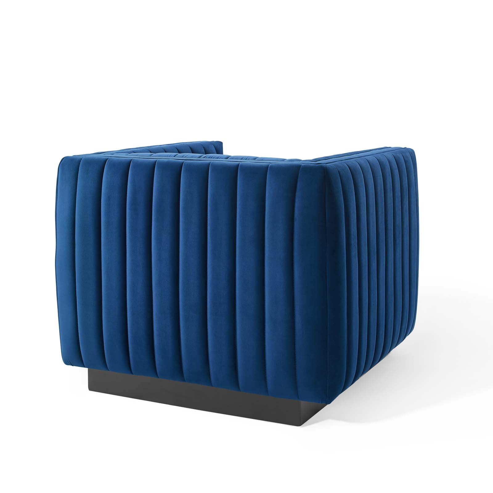 Modway Accent Chairs - Conjure Channel Tufted Performance Velvet Accent Armchair Navy