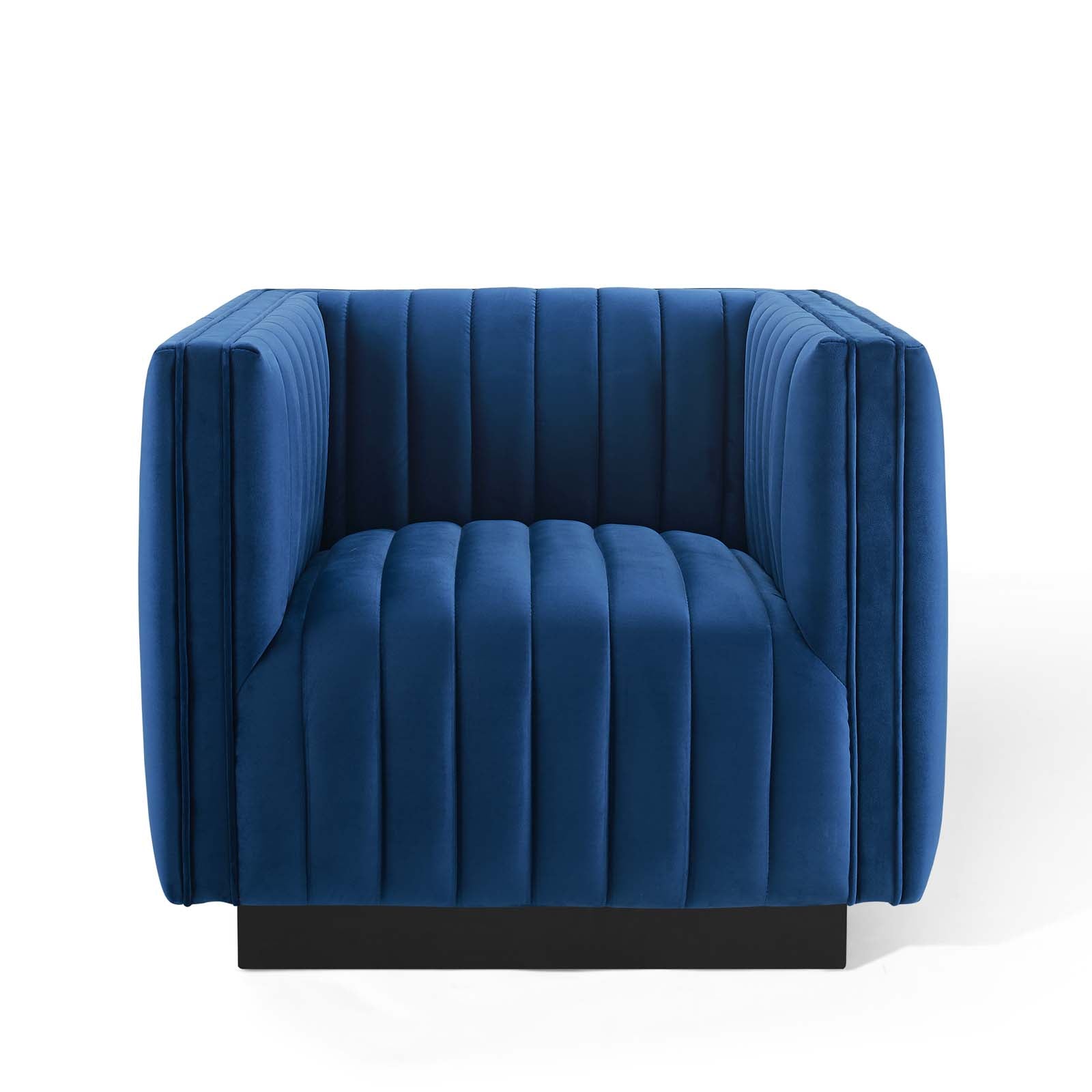 Modway Accent Chairs - Conjure Channel Tufted Performance Velvet Accent Armchair Navy