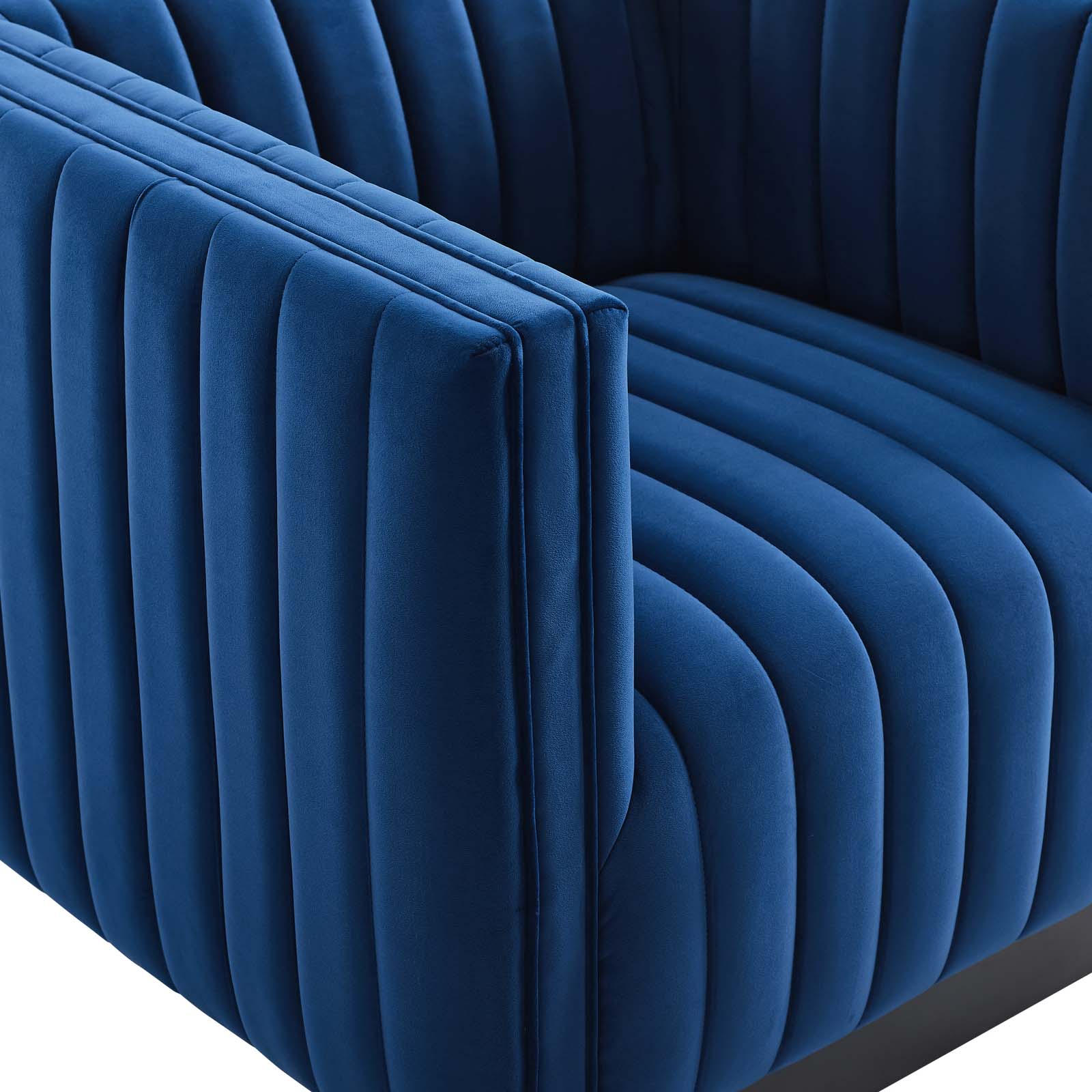 Modway Accent Chairs - Conjure Channel Tufted Performance Velvet Accent Armchair Navy