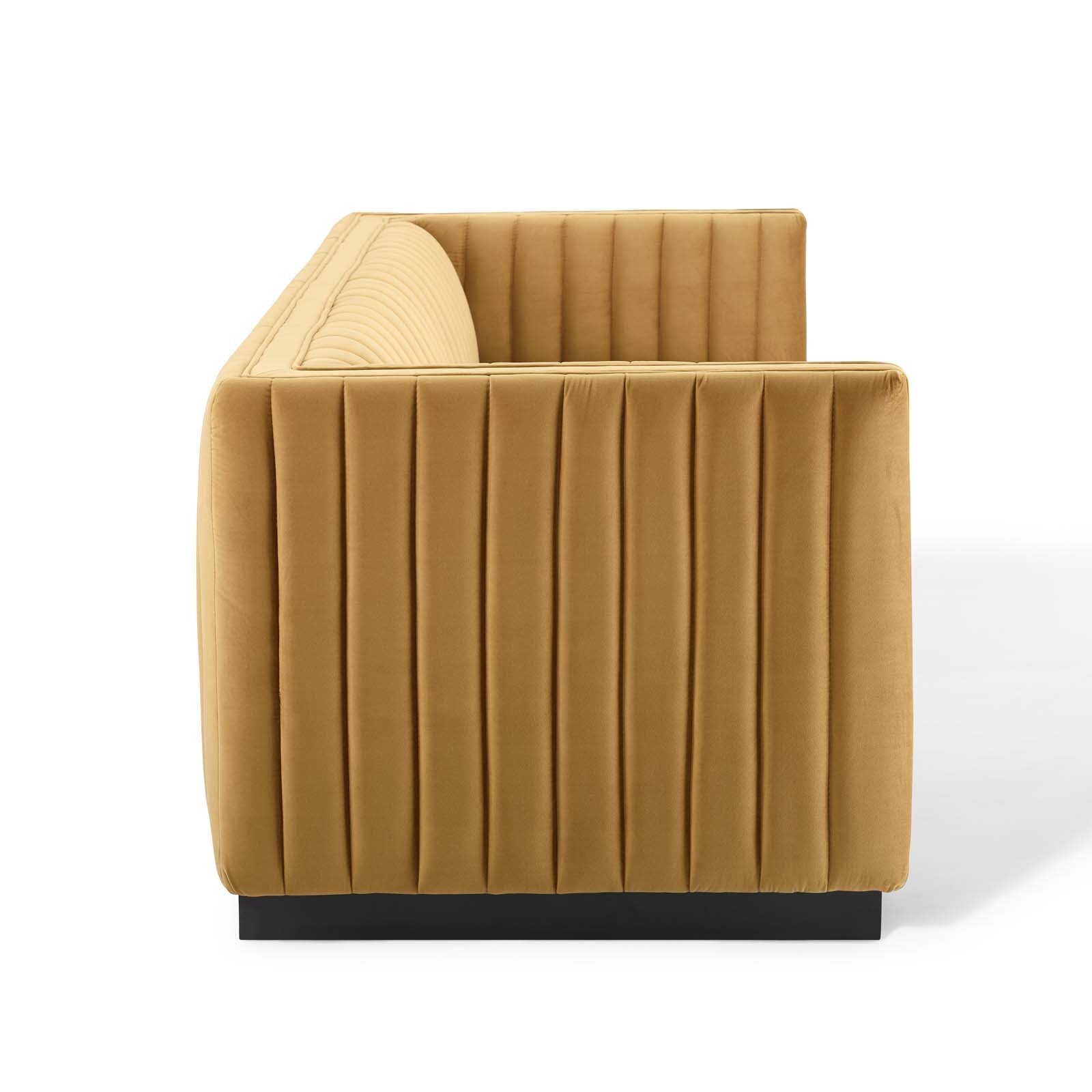 Modway Sofas & Couches - Conjure Channel Tufted Velvet Sofa Cognac