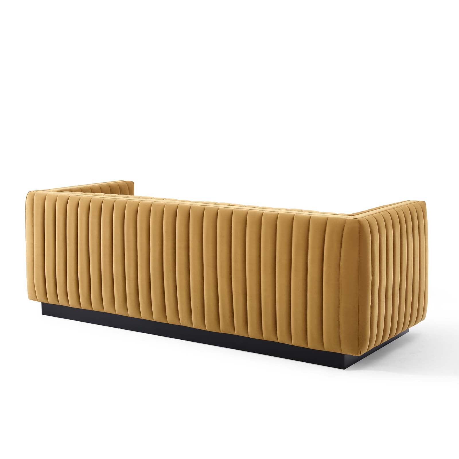 Modway Sofas & Couches - Conjure Channel Tufted Velvet Sofa Cognac