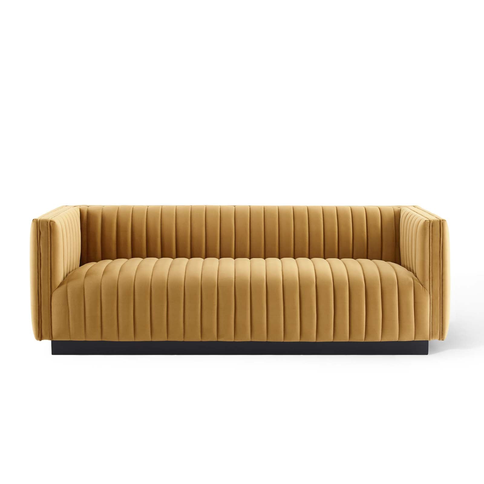 Modway Sofas & Couches - Conjure Channel Tufted Velvet Sofa Cognac