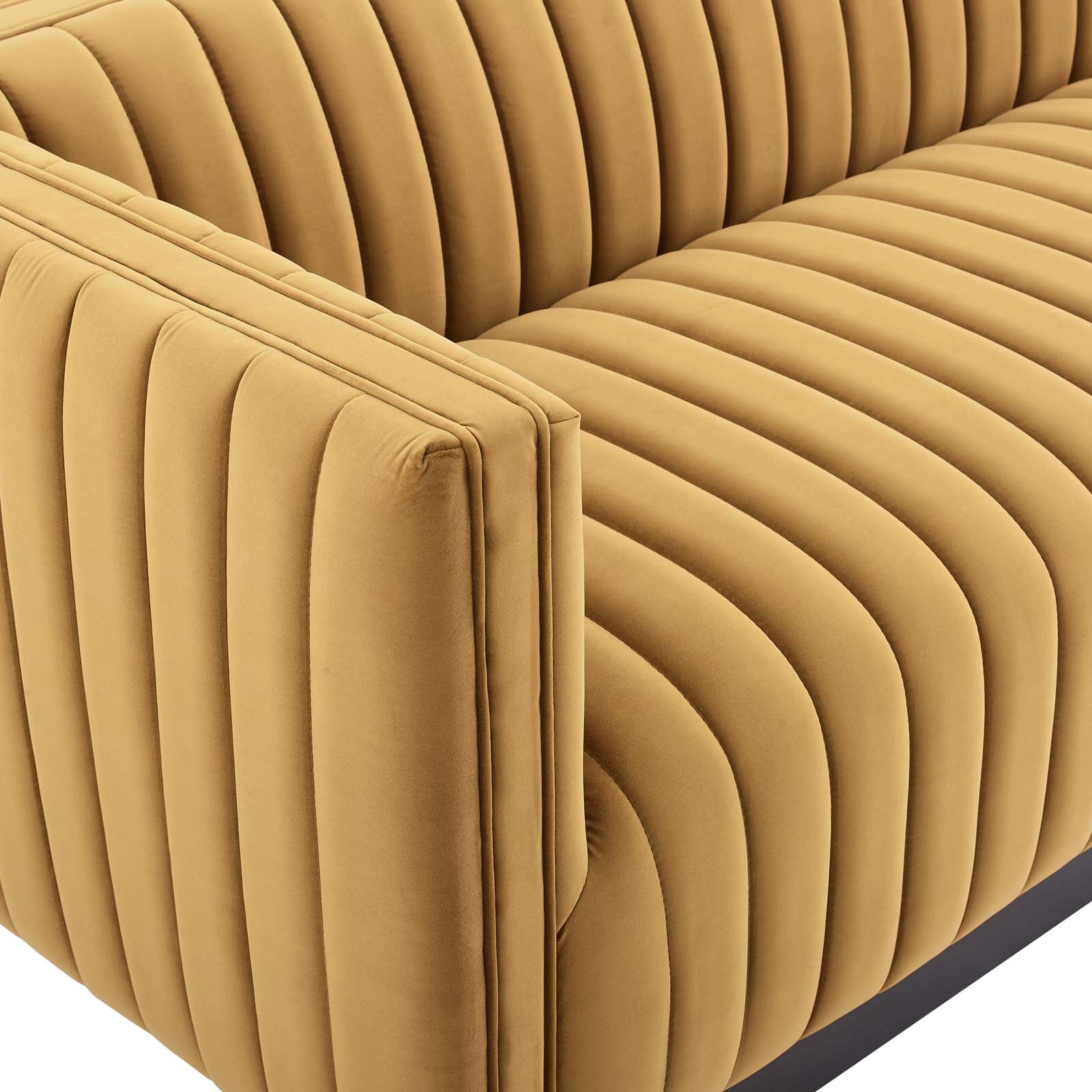 Modway Sofas & Couches - Conjure Channel Tufted Velvet Sofa Cognac