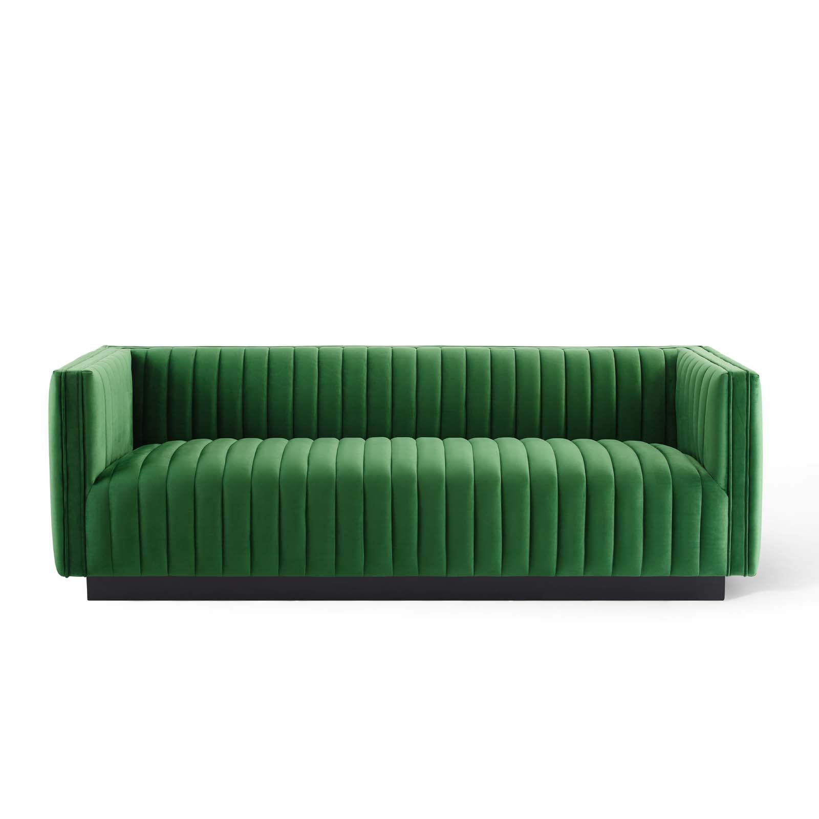 Modway Sofas & Couches - Conjure Channel Tufted Velvet Sofa Emerald
