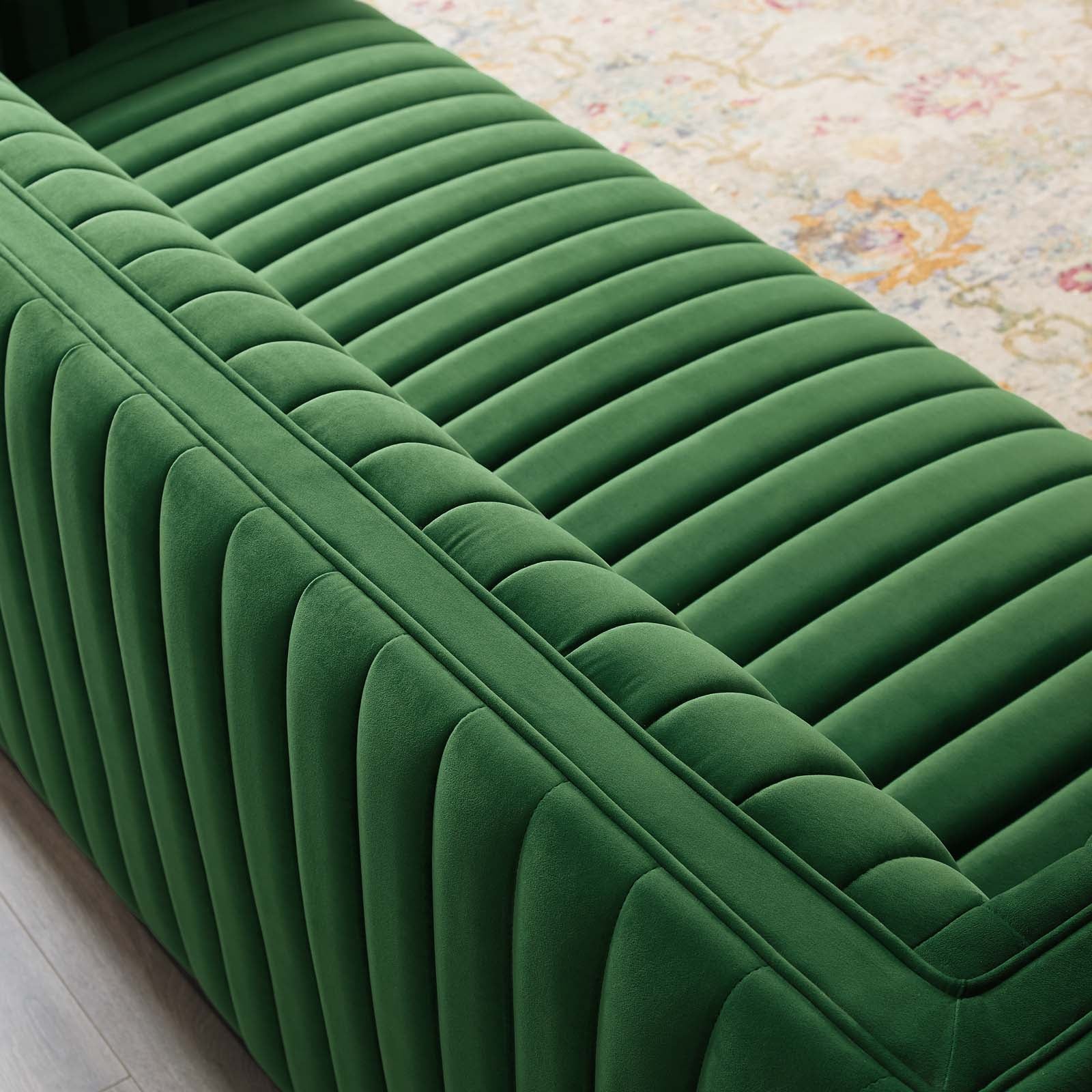 Modway Sofas & Couches - Conjure Channel Tufted Velvet Sofa Emerald