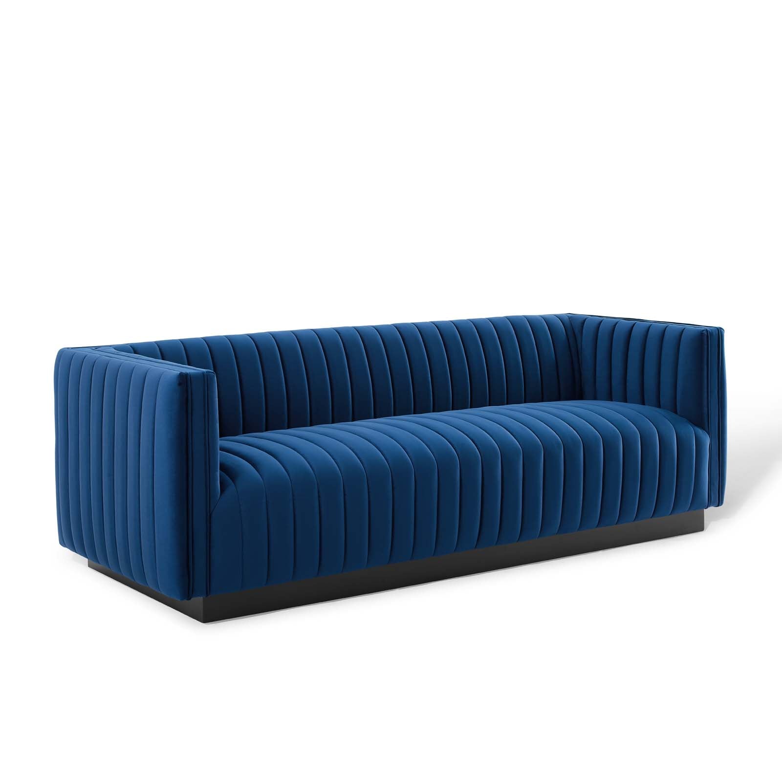Modway Sofas & Couches - Conjure Channel Tufted Velvet Sofa Navy