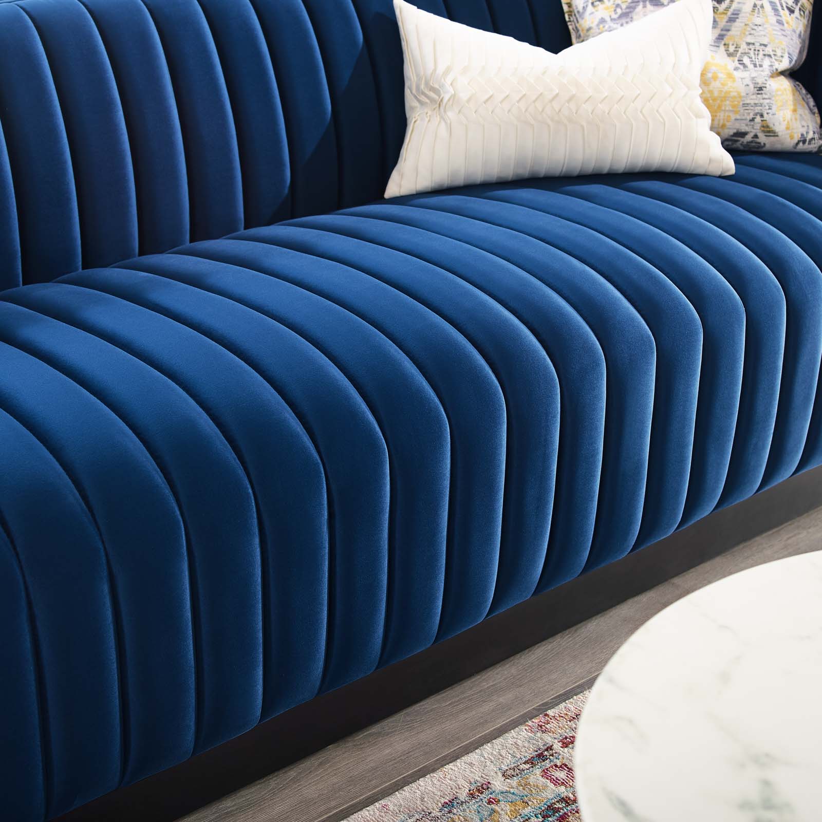 Modway Sofas & Couches - Conjure Channel Tufted Velvet Sofa Navy