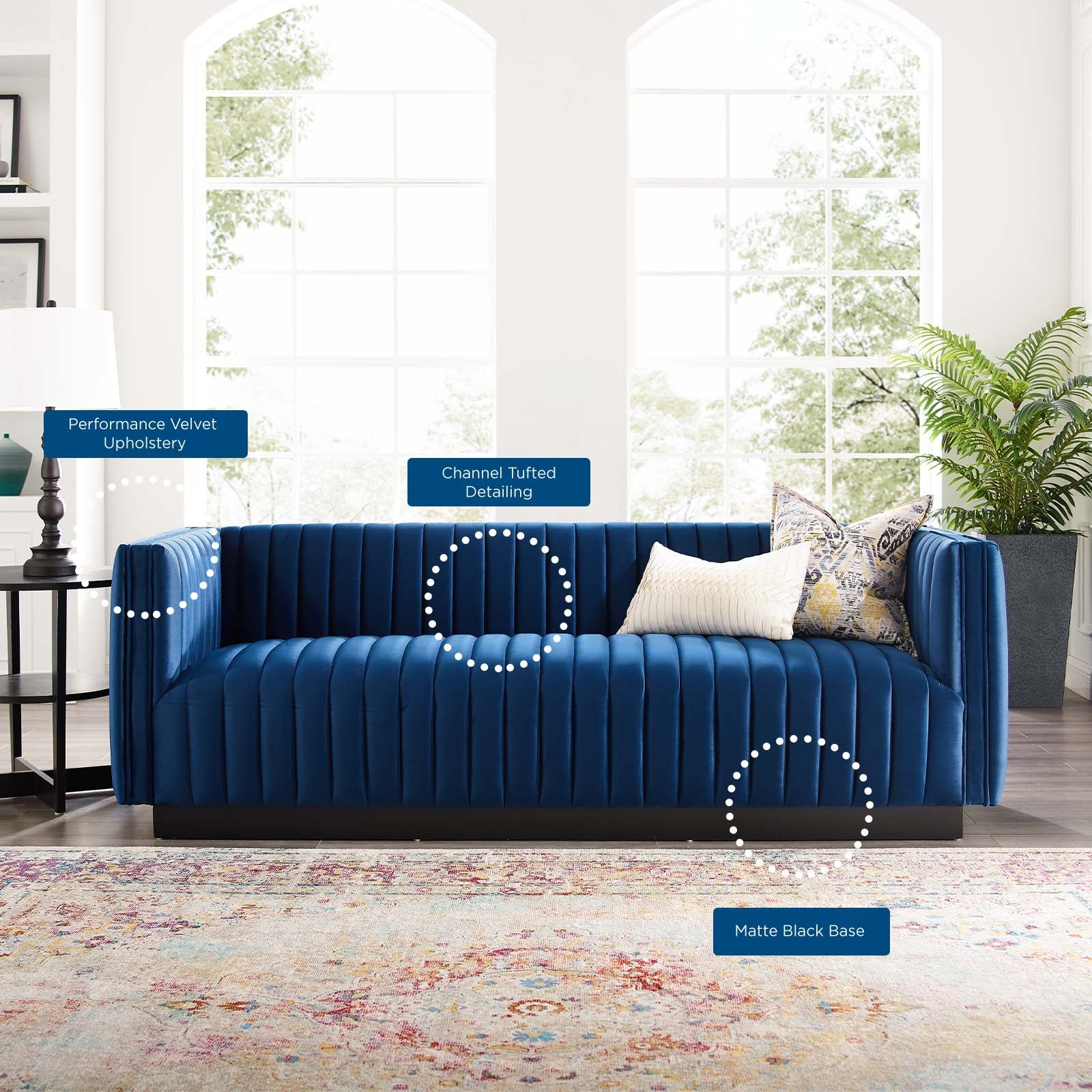 Modway Sofas & Couches - Conjure Channel Tufted Velvet Sofa Navy