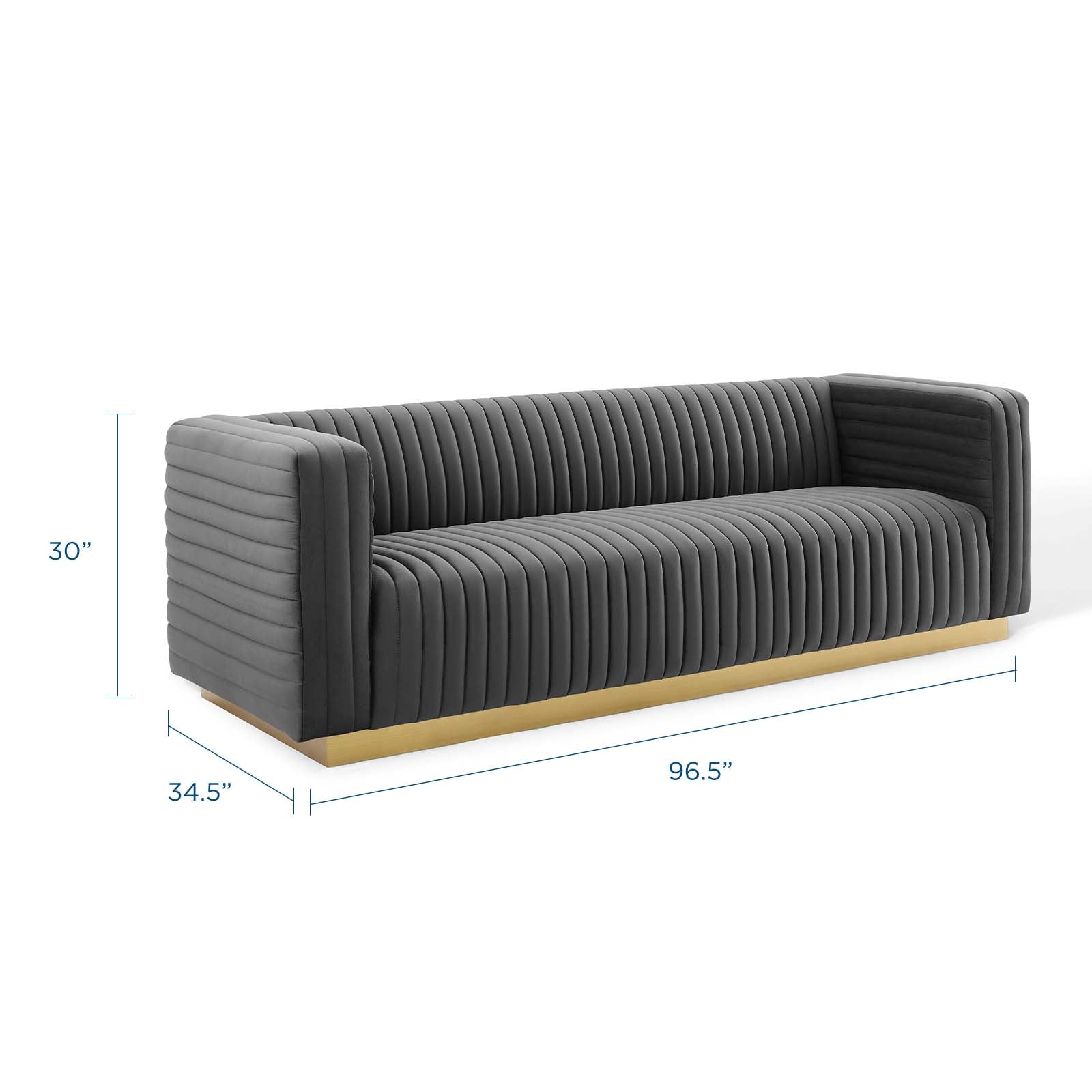 Modway Sofas & Couches - Charisma Channel Tufted Performance Velvet Living Room Sofa Charcoal