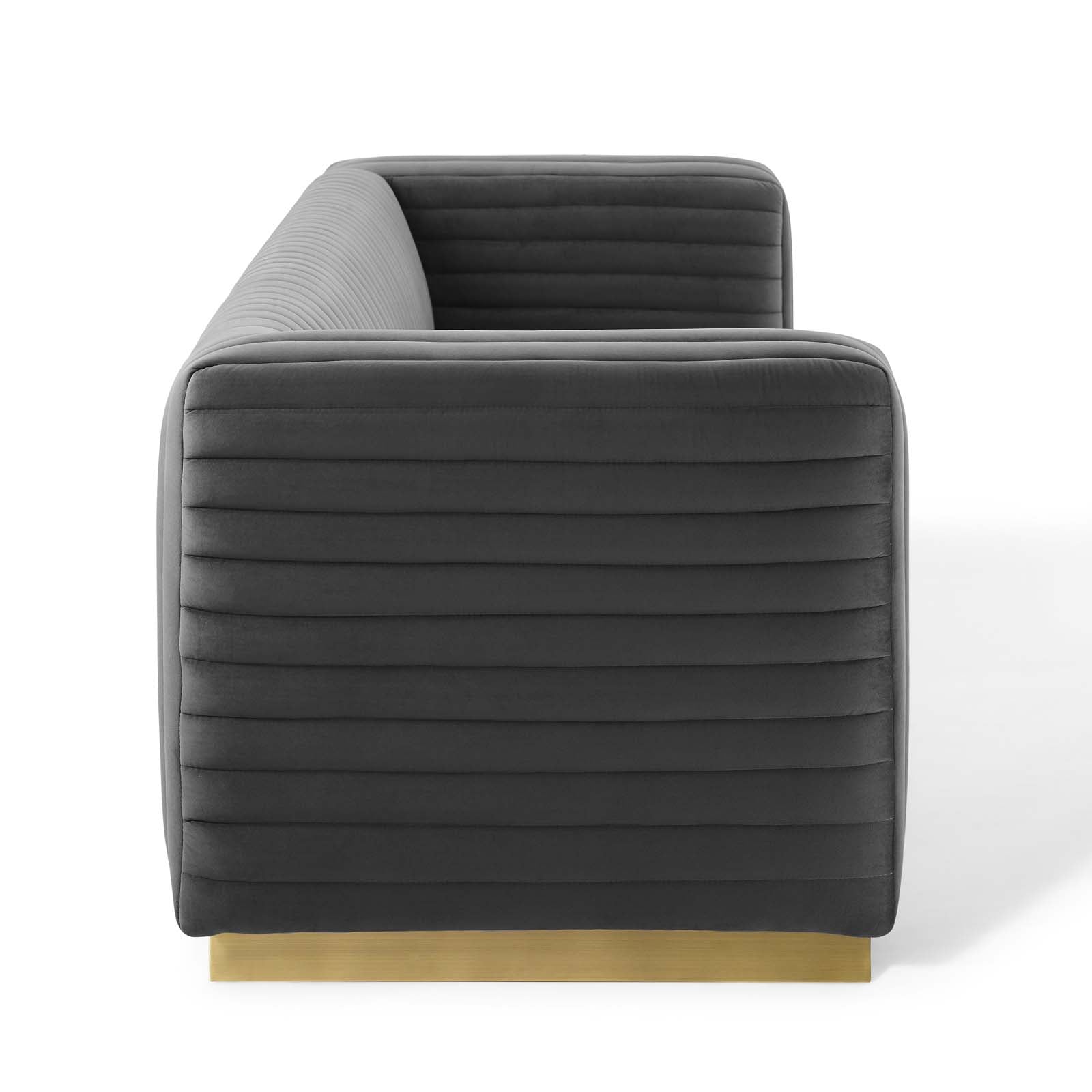 Modway Sofas & Couches - Charisma Channel Tufted Performance Velvet Living Room Sofa Charcoal