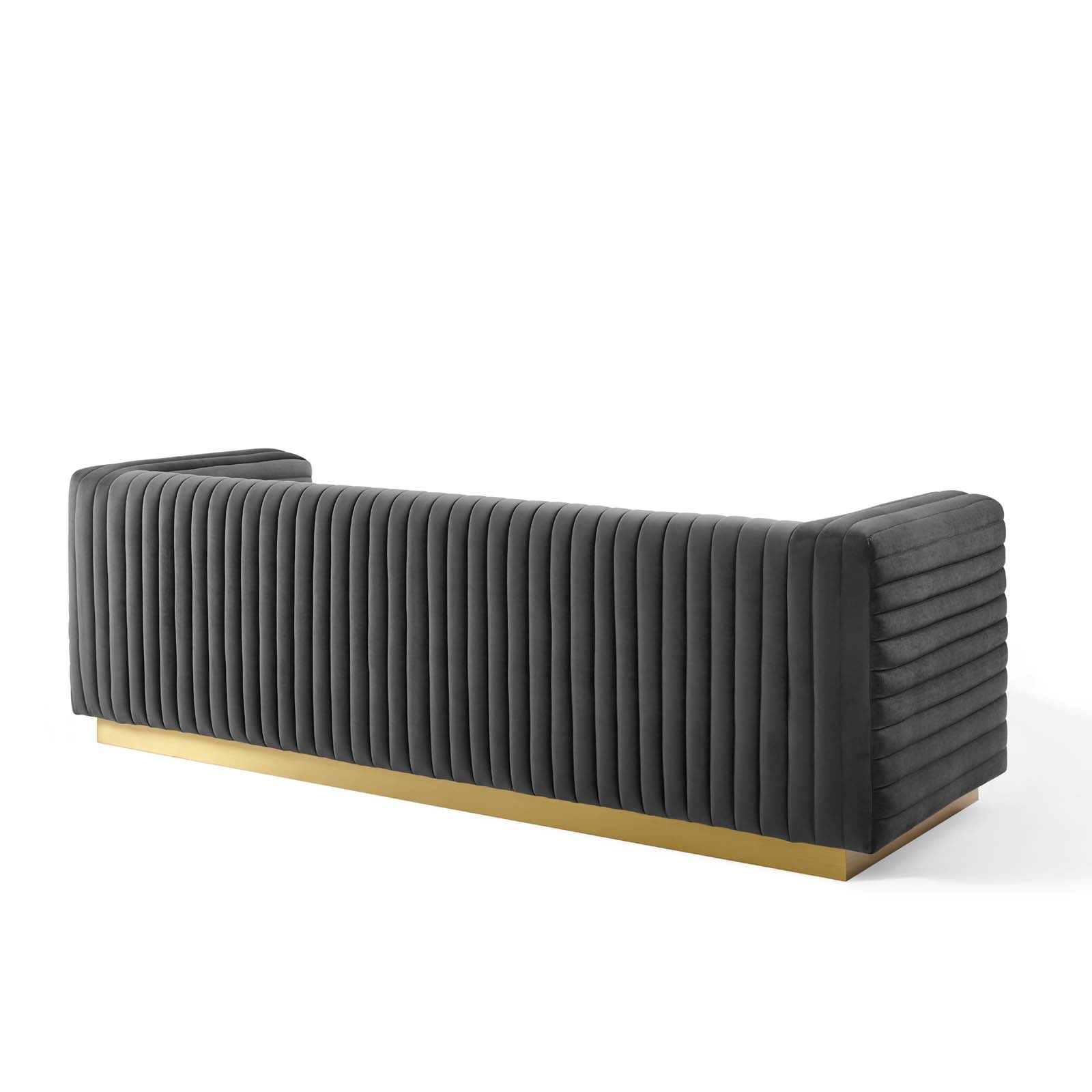 Modway Sofas & Couches - Charisma Channel Tufted Performance Velvet Living Room Sofa Charcoal