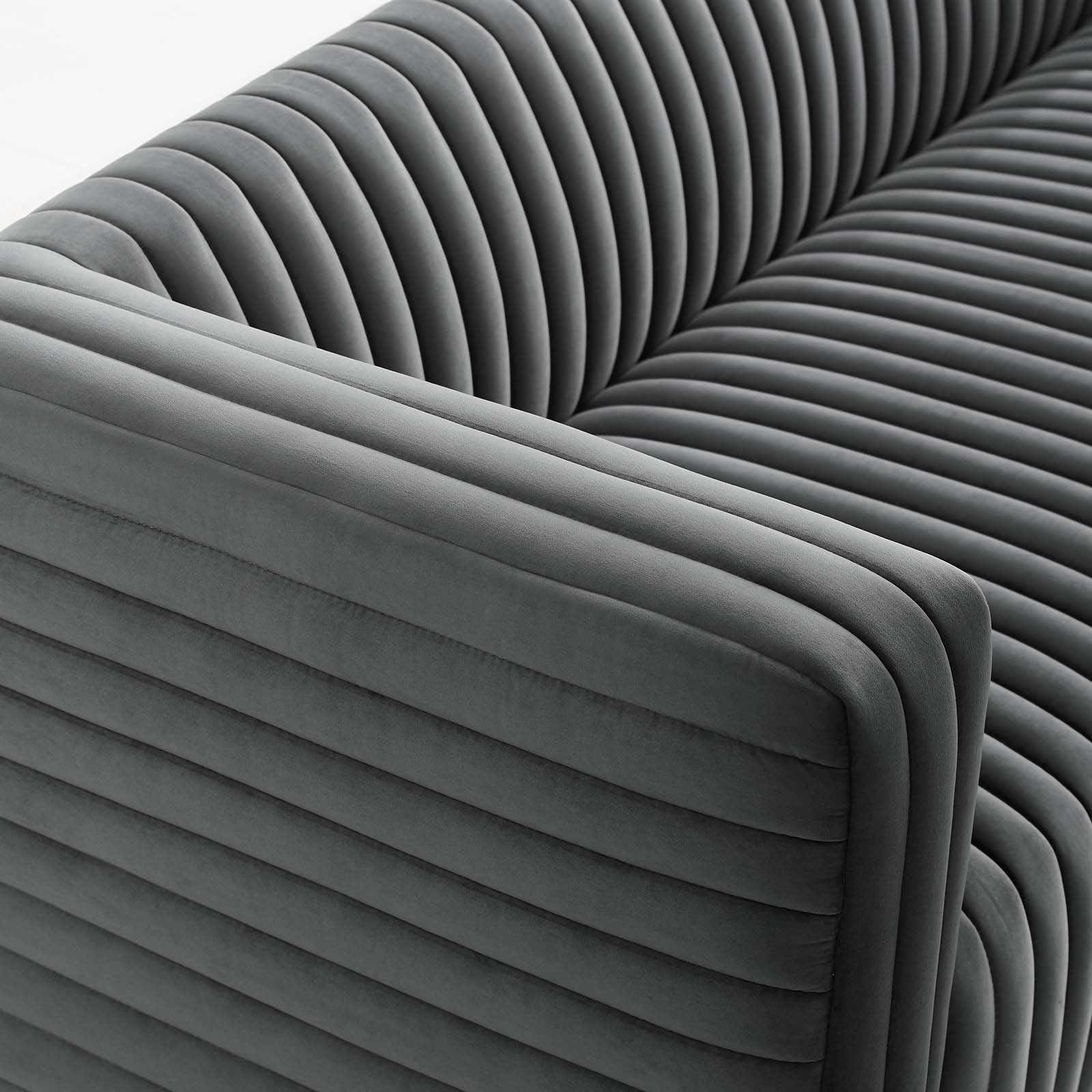 Modway Sofas & Couches - Charisma Channel Tufted Performance Velvet Living Room Sofa Charcoal