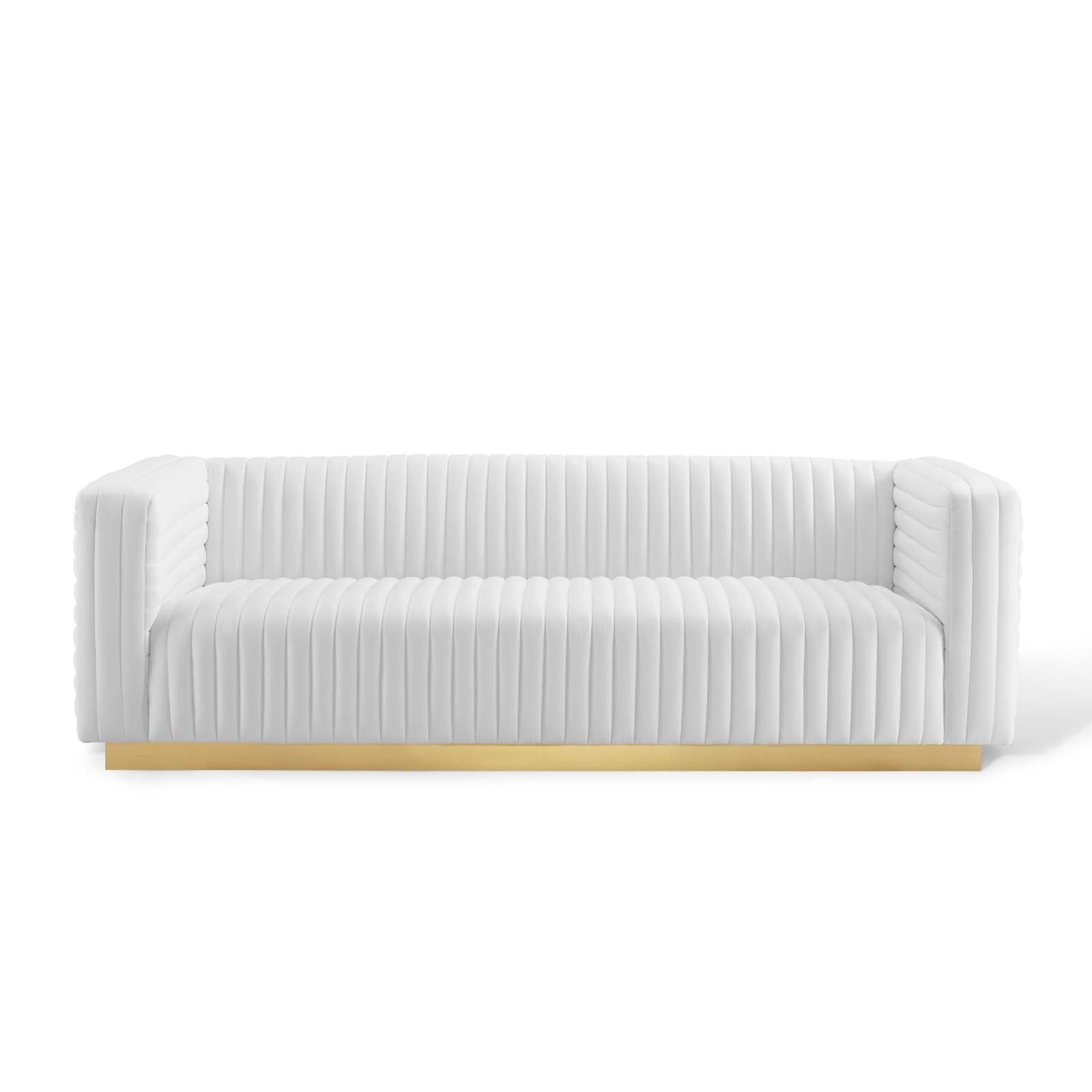 Modway Sofas & Couches - Charisma Channel Tufted Performance Velvet Living Room Sofa White