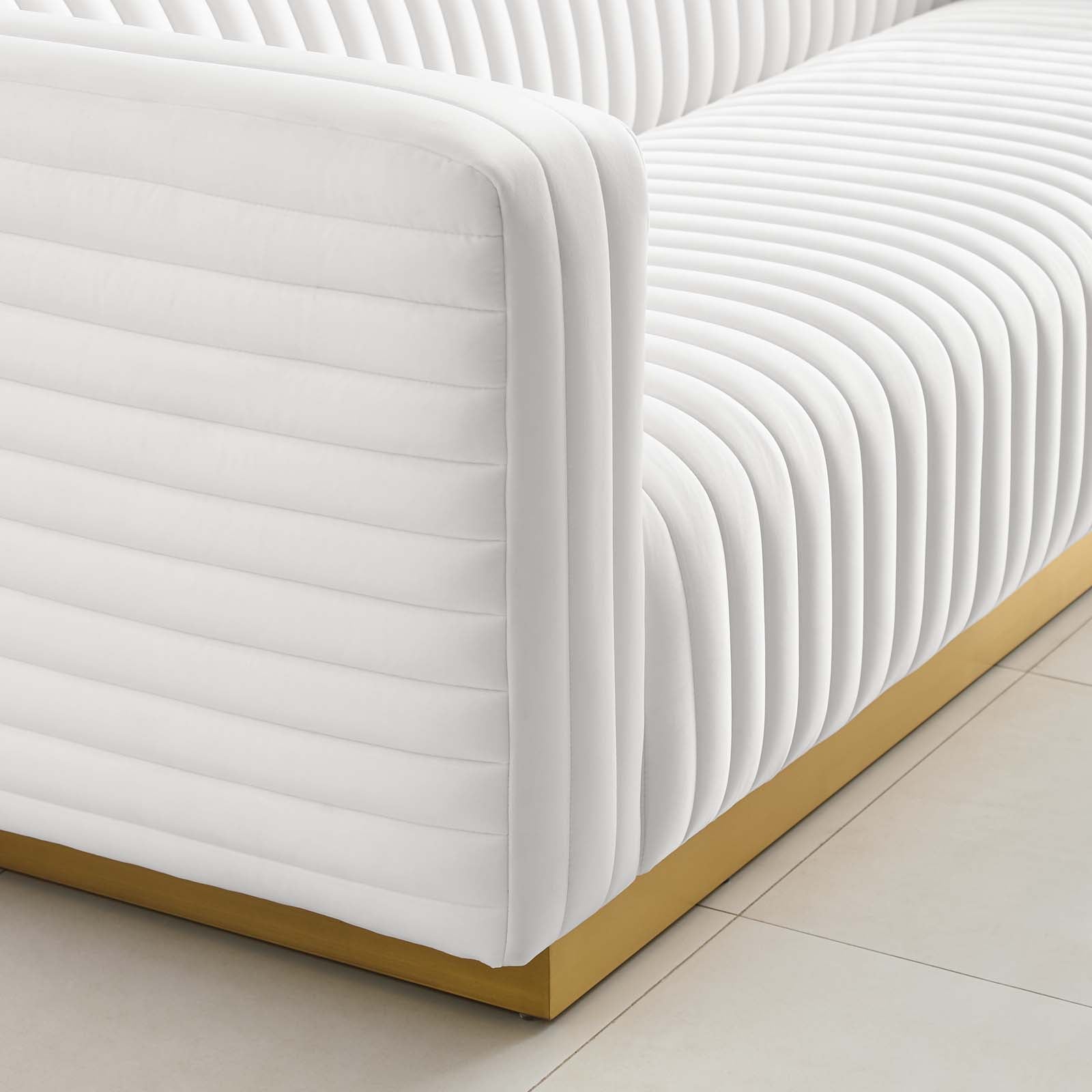 Modway Sofas & Couches - Charisma Channel Tufted Performance Velvet Living Room Sofa White