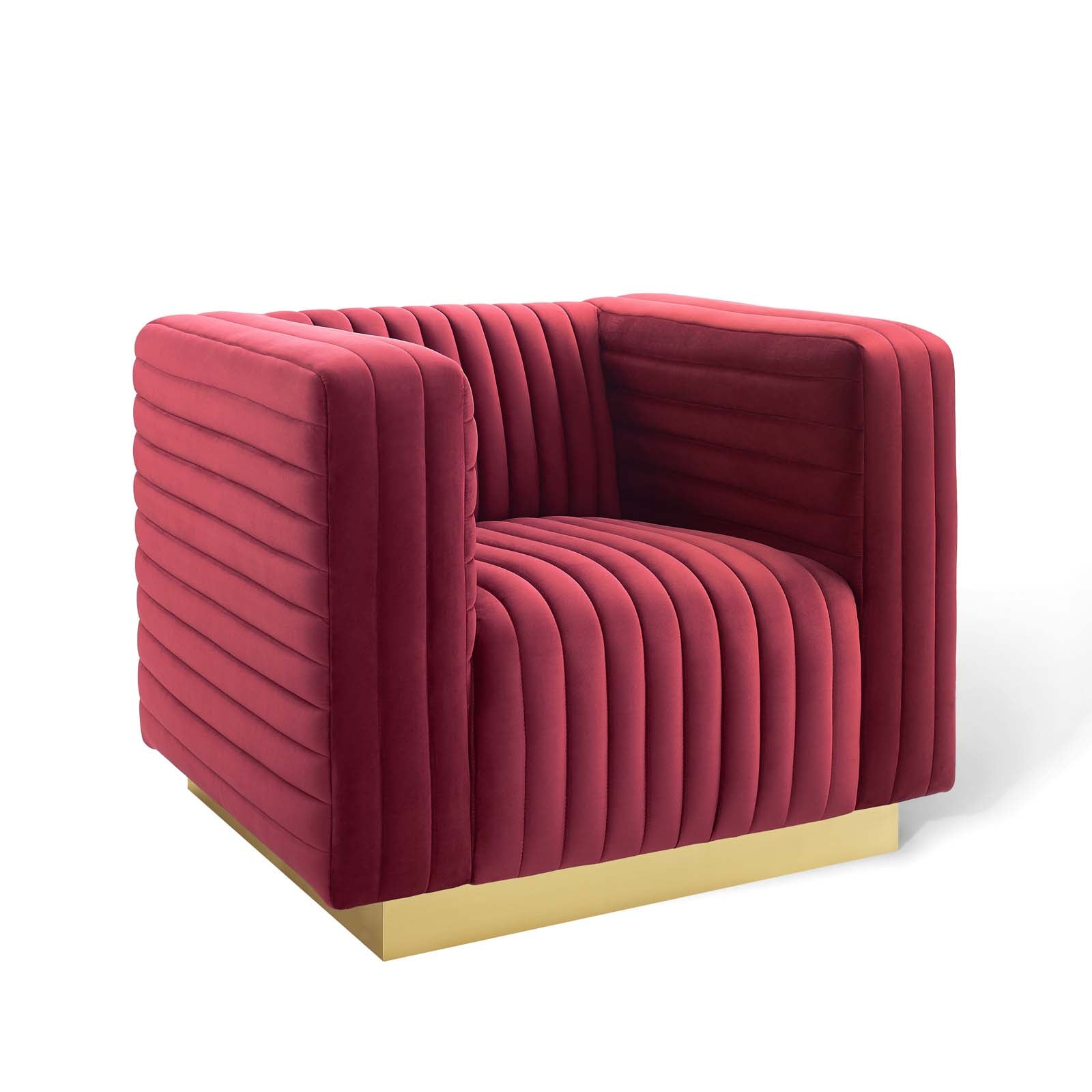 Modway Chairs - Charisma Channel Tufted Performance Velvet Accent Armchair Maroon